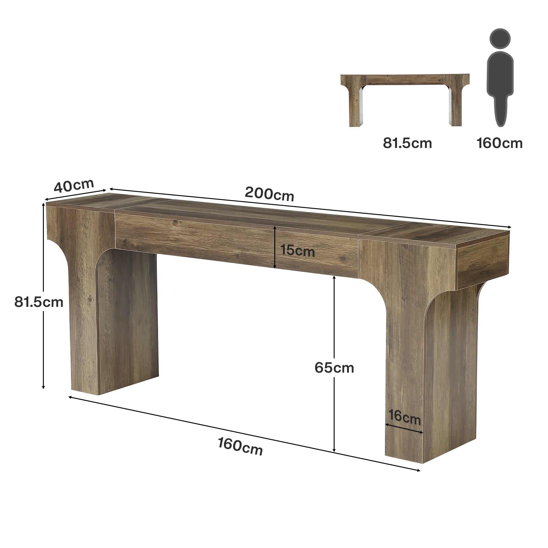Tribesigns consoletafel van 200 cm, extra lange haltafel met gebogen poten voor de entree