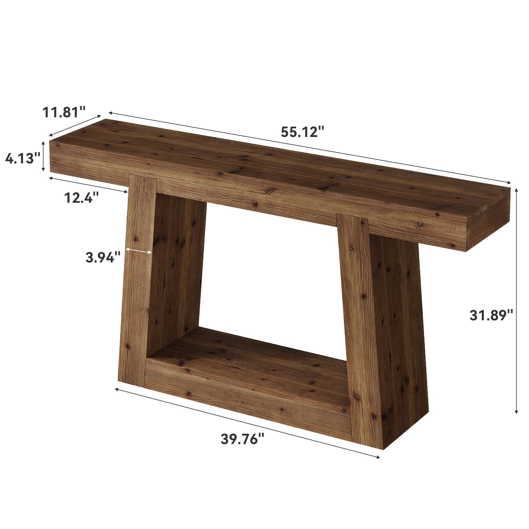 Tribesigns 140 cm massief houten consoletafel, smalle sidetable met opbergruimte voor hal