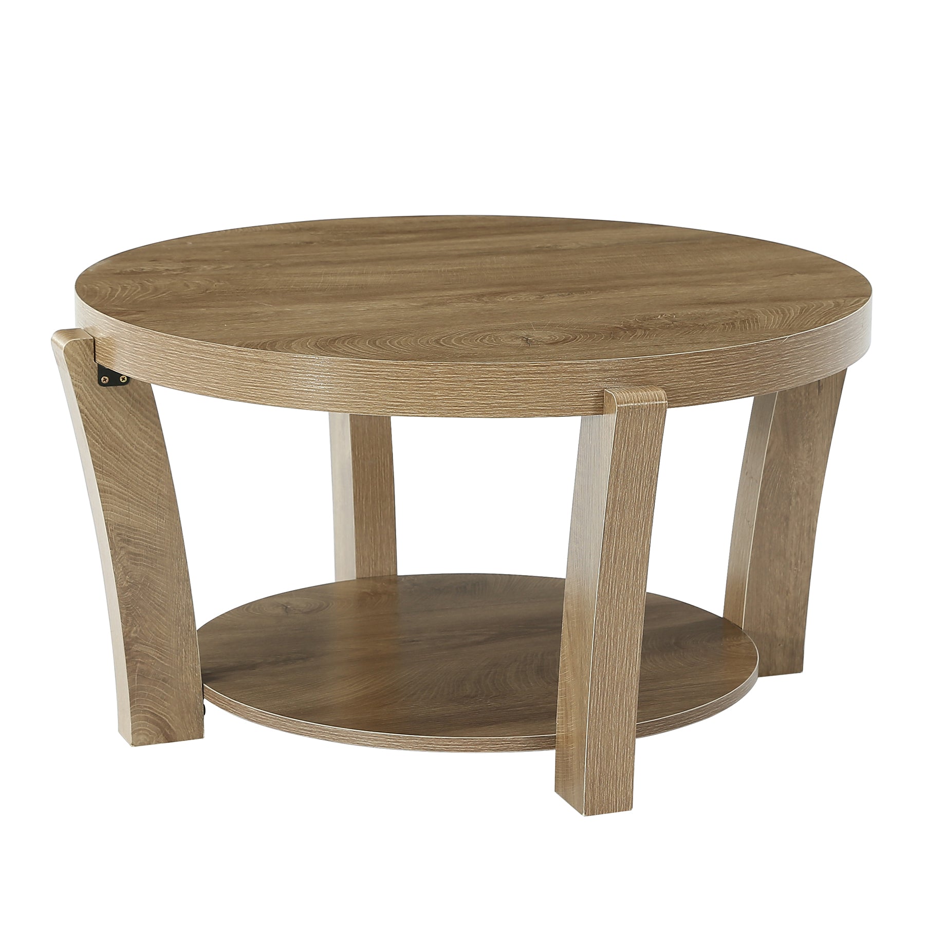 80 cm Tribesigns ronde salontafel met 2-laagse opbergruimte, houten koffietafel voor woonkamer