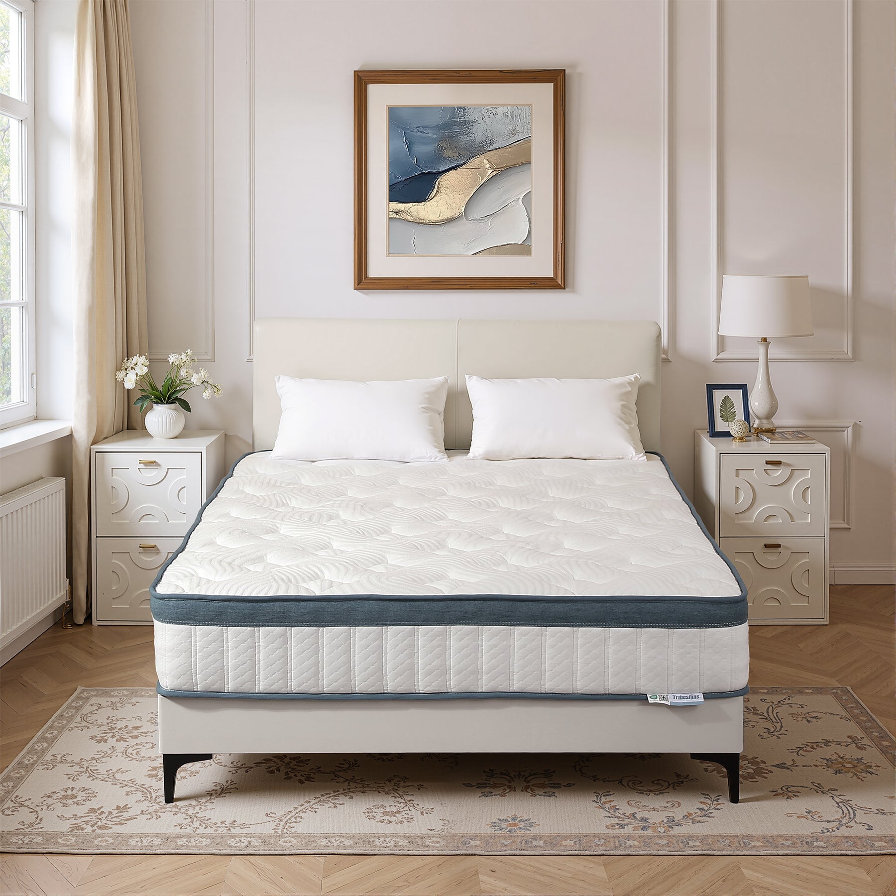 90 x 200 cm Pocketvering Matras, H2 Harde Matras met Geheugenschuim en Wasbare Hoes