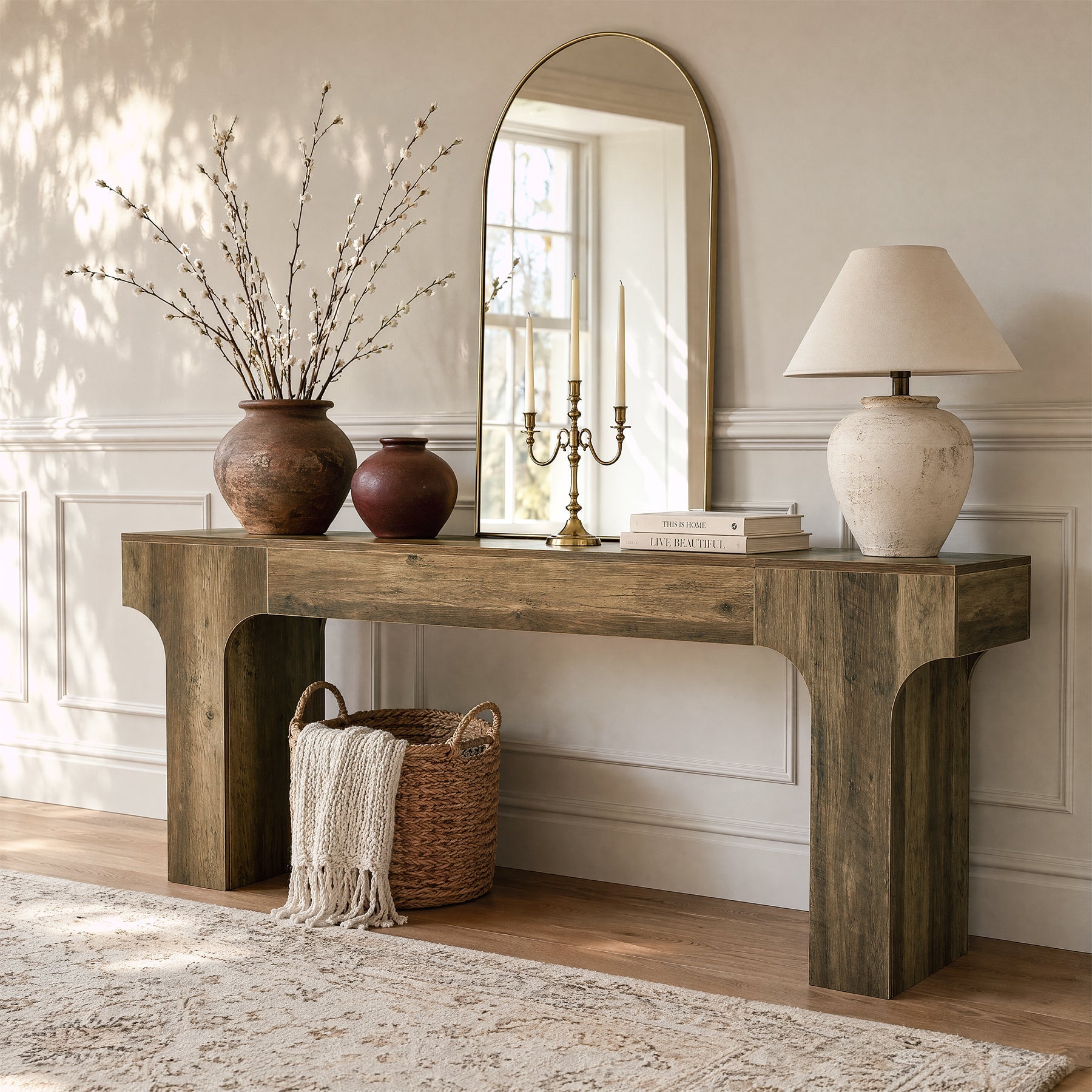 Tribesigns consoletafel van 200 cm, extra lange haltafel met gebogen poten voor de entree