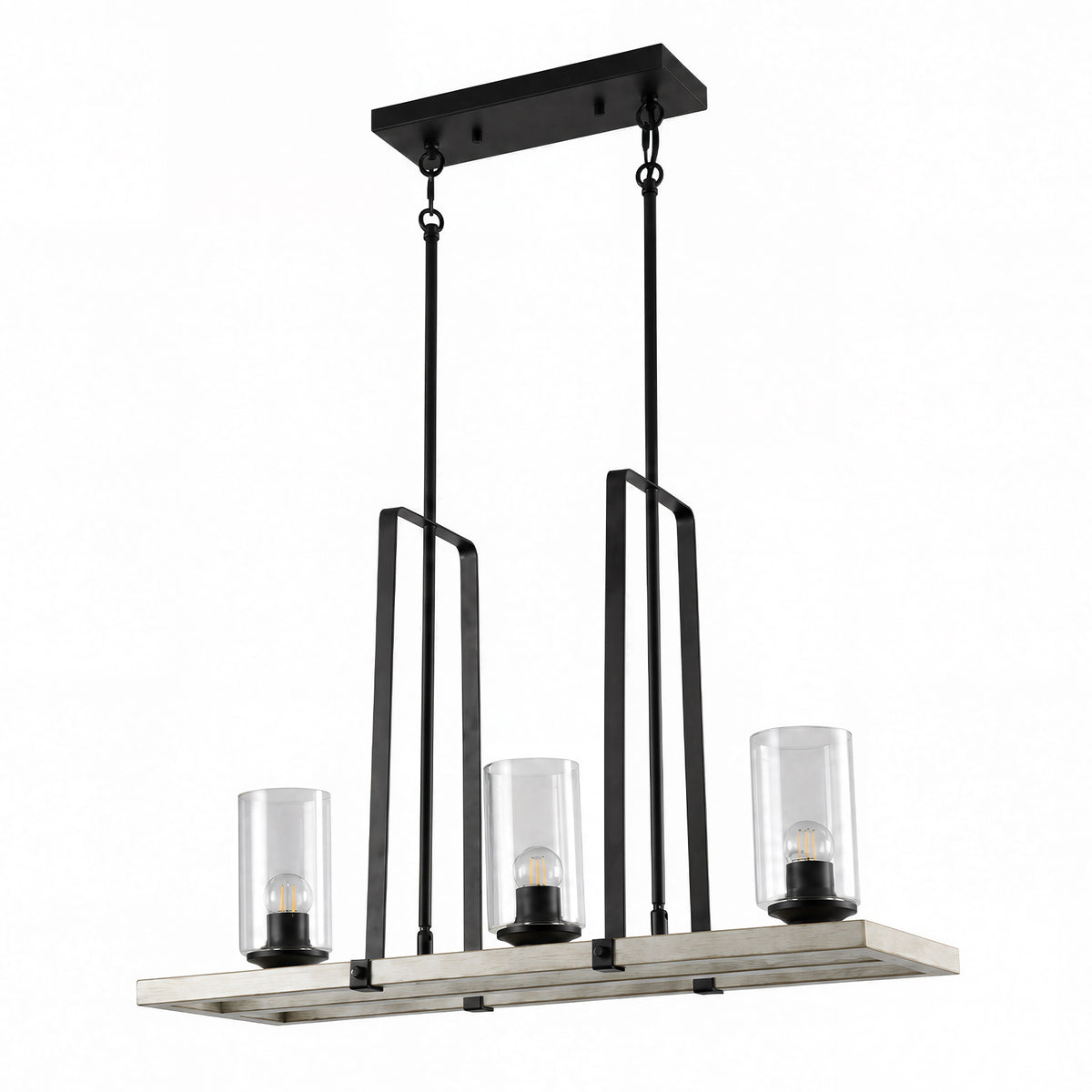 3-lichts hanglamp in industriële vintage stijl met zwarte metalen kap, plafondlamp voor woonkamer en eethoek