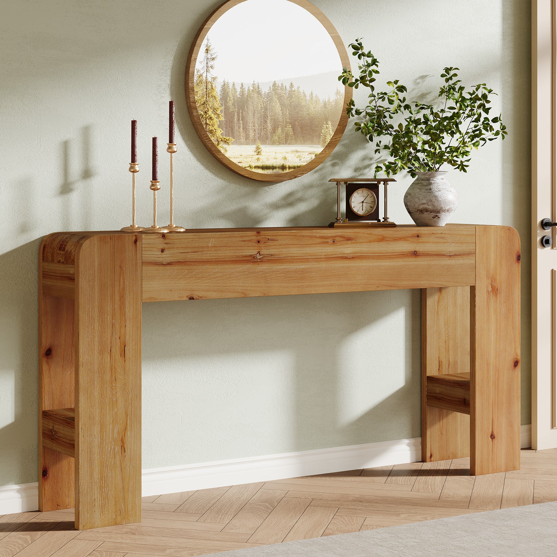 160 cm Massief Houten Haltafel, Smalle Landelijke Tafel