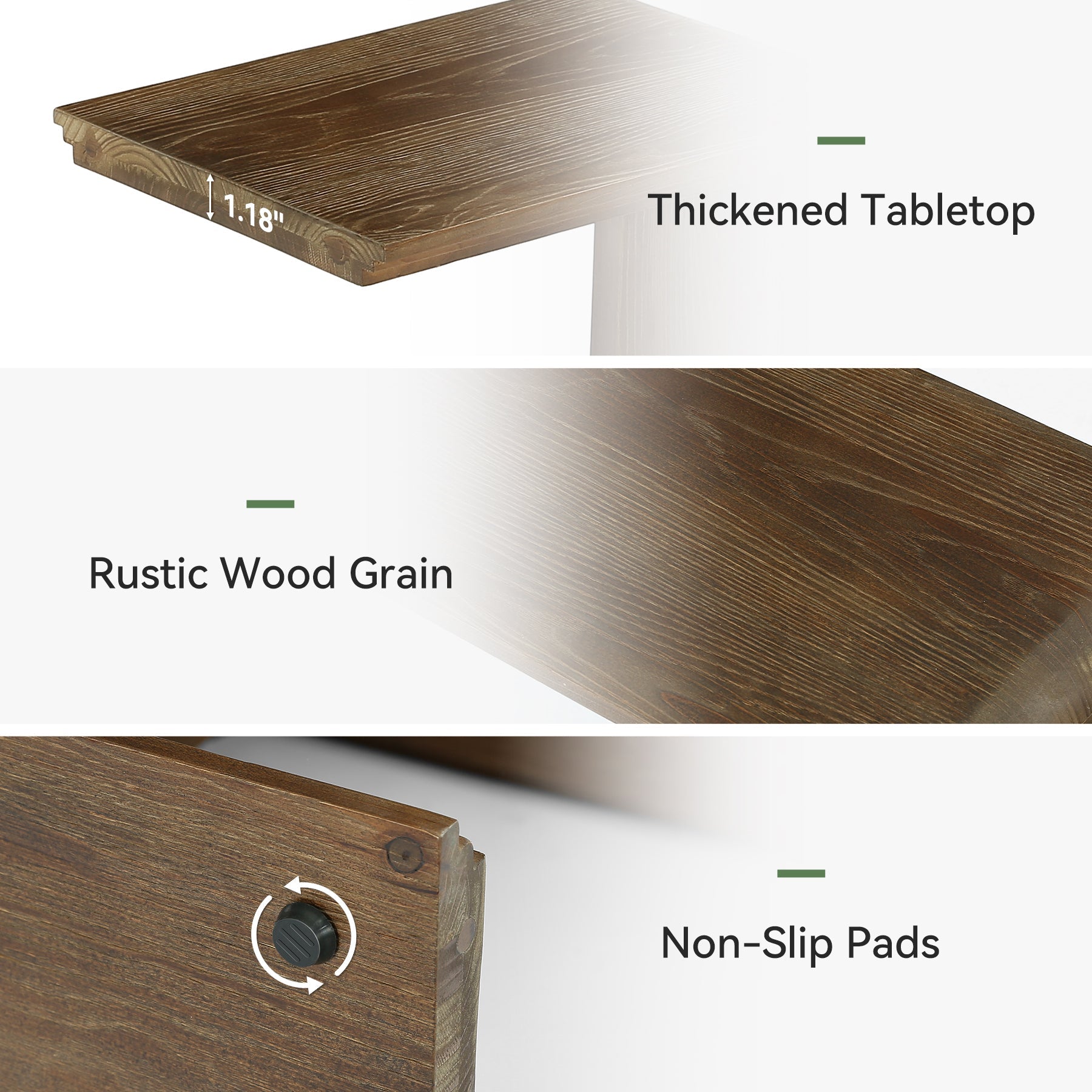 Tribesigns C-vormige bijzettafel van massief hout, smalle banktafel om onder te schuiven