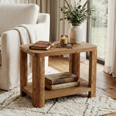 70 cm Tribesigns massief houten bijzettafel met 2 niveaus, walnootkleurig voor woonkamer en slaapkamer 3