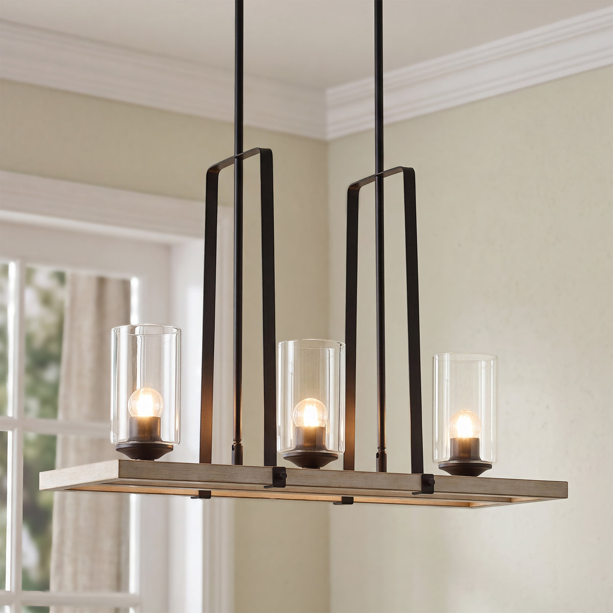 3-lichts hanglamp in industriële vintage stijl met zwarte metalen kap, plafondlamp voor woonkamer en eethoek