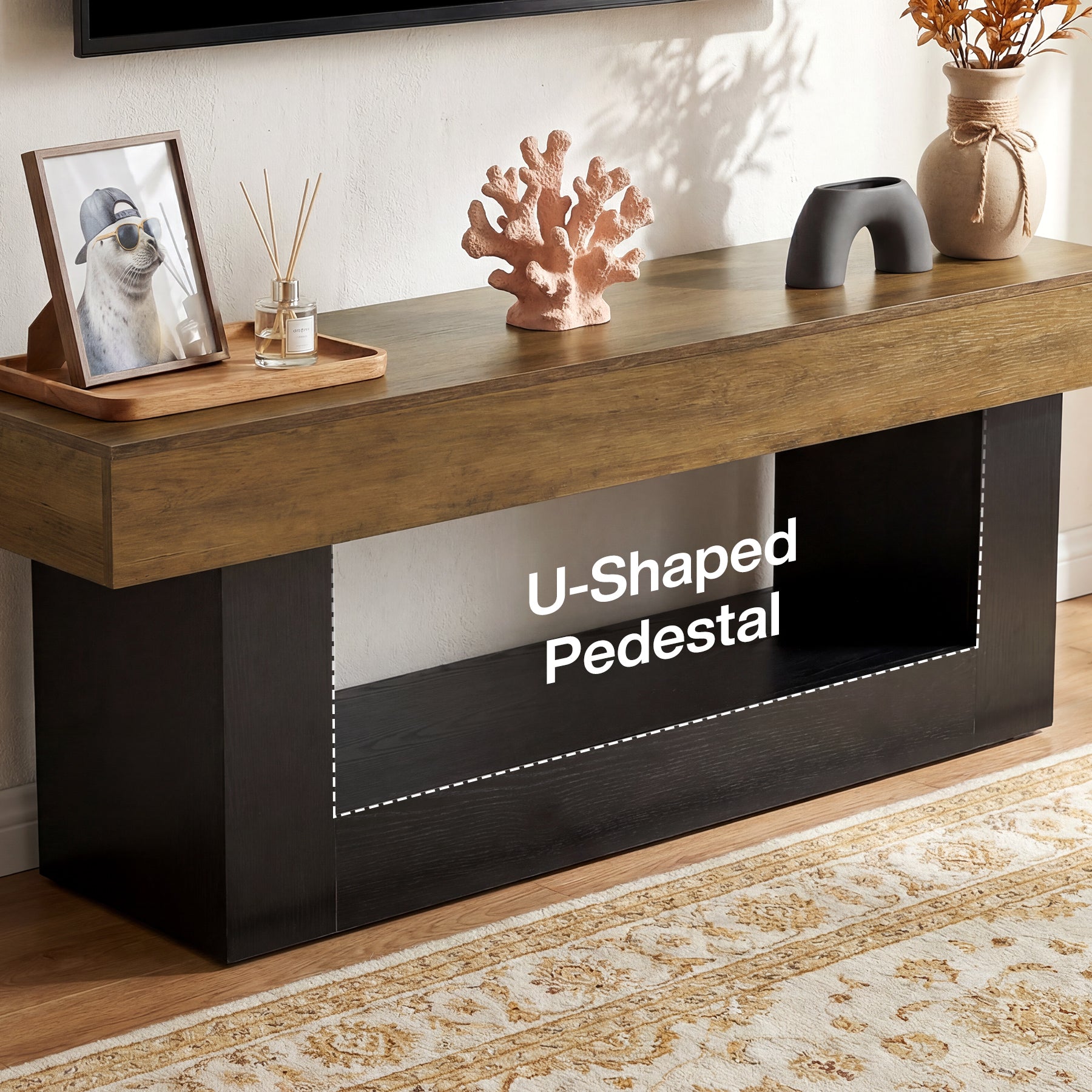160 cm TV Meubel voor TV tot 178 cm, Moderne Media Console met U-vormige Basis voor Woonkamer