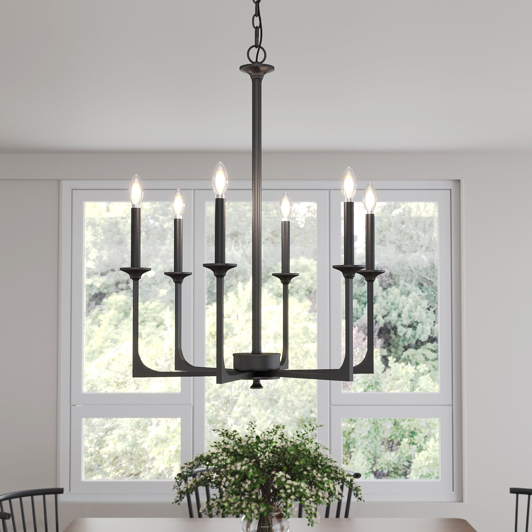 Tribesigns 6-Lichts Dimbare Kroonluchter, Klassieke Hanglamp in Traditionele Stijl [Energieklasse E]