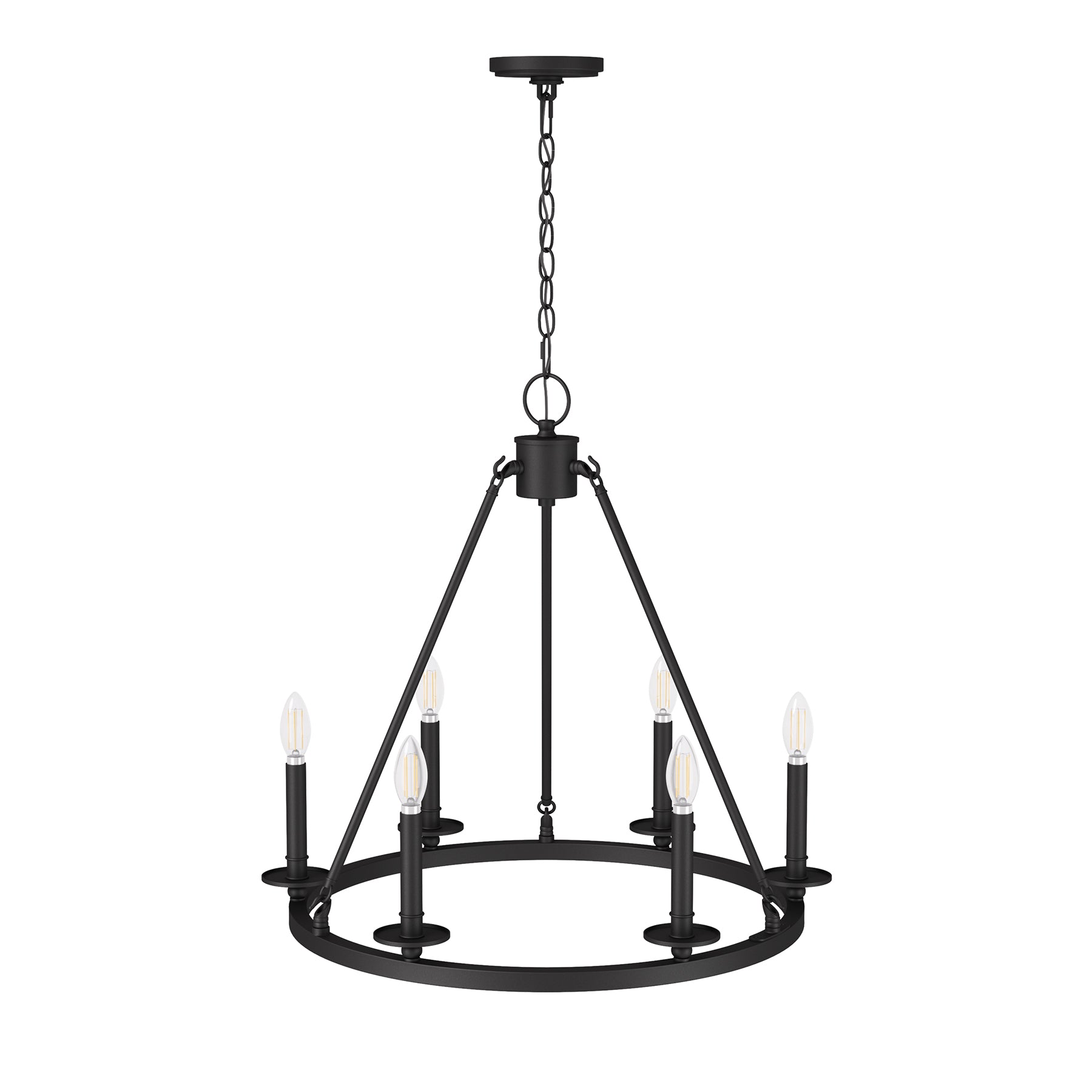 Tribesigns vintage kroonluchter met 6 E14-fittingen, zwarte industriële hanglamp voor woonkamer slaapkamer keuken en hal