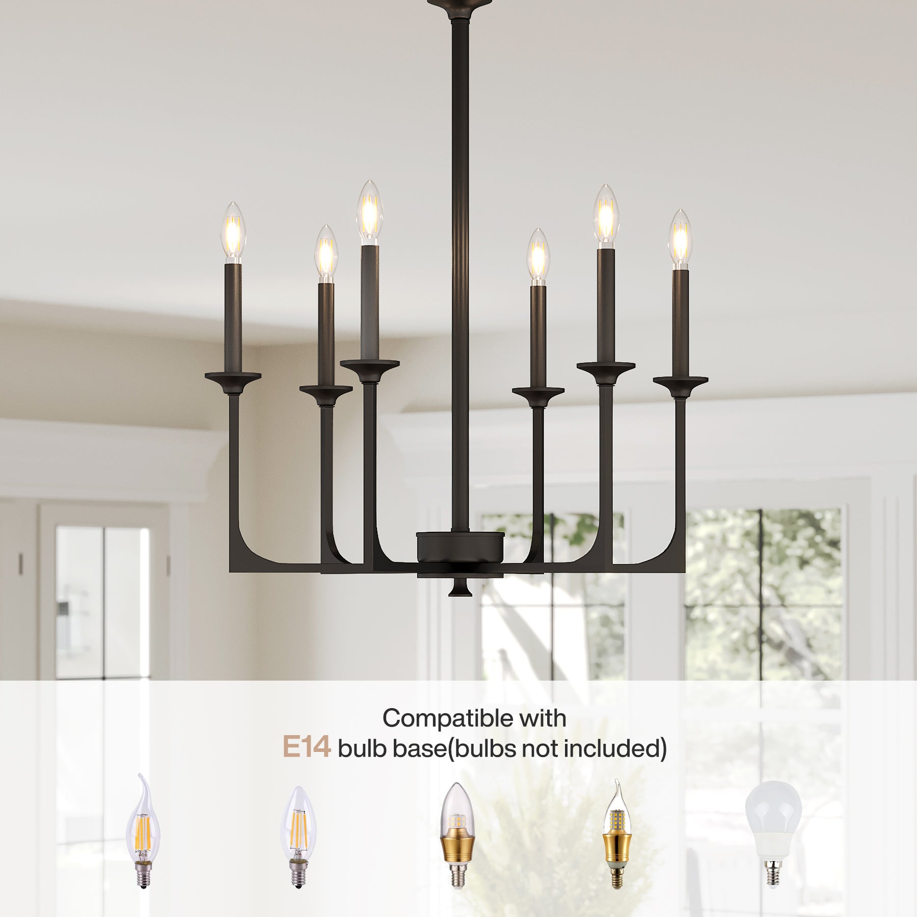 Tribesigns 6-Lichts Dimbare Kroonluchter, Klassieke Hanglamp in Traditionele Stijl [Energieklasse E]