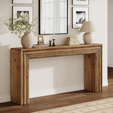 160 cm Tribesigns massief houten consoletafel met geometrisch design, smalle haltafel voor woonkamer en hal 3