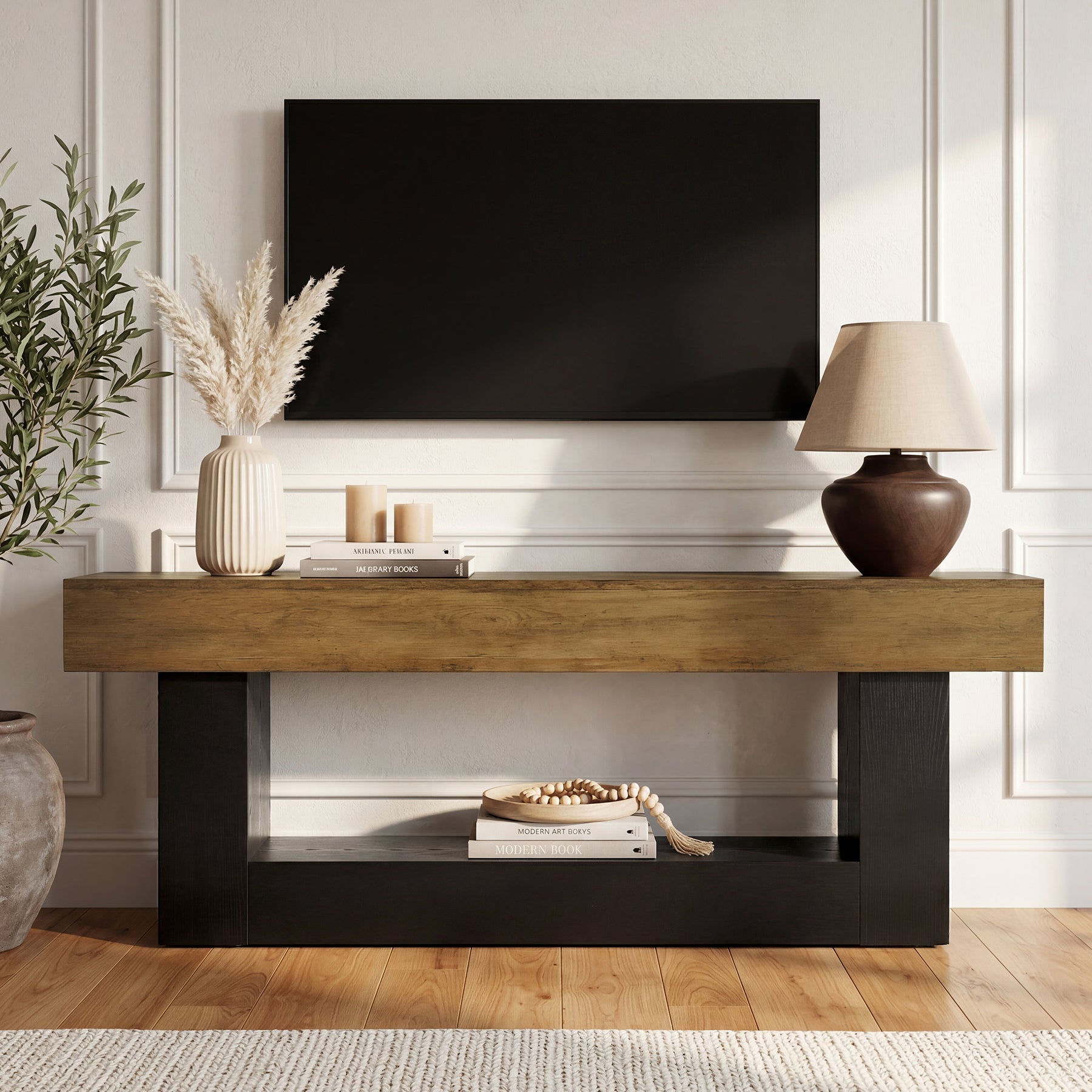 160 cm TV Meubel voor TV tot 178 cm, Moderne Media Console met U-vormige Basis voor Woonkamer