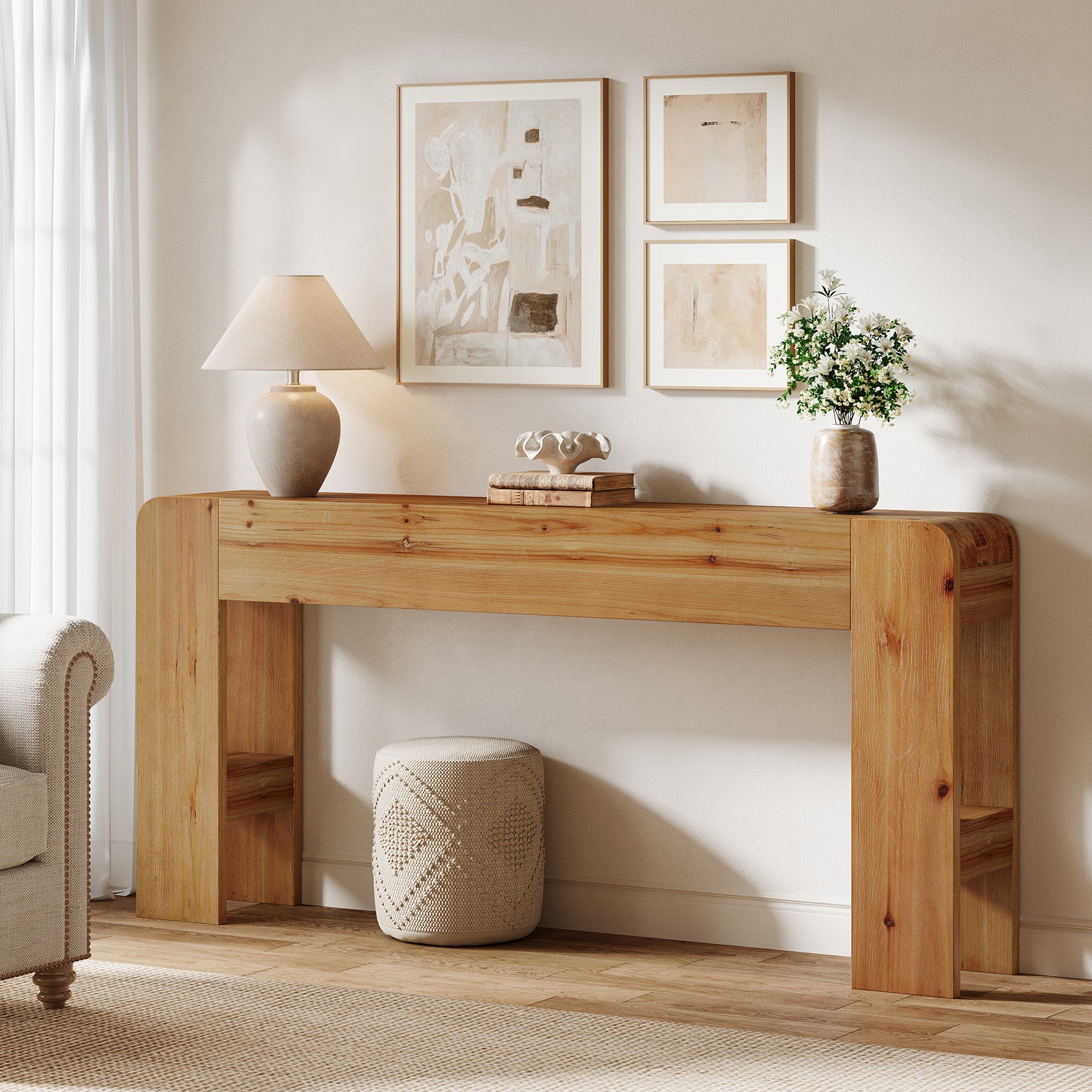 160 cm Massief Houten Haltafel, Smalle Landelijke Tafel