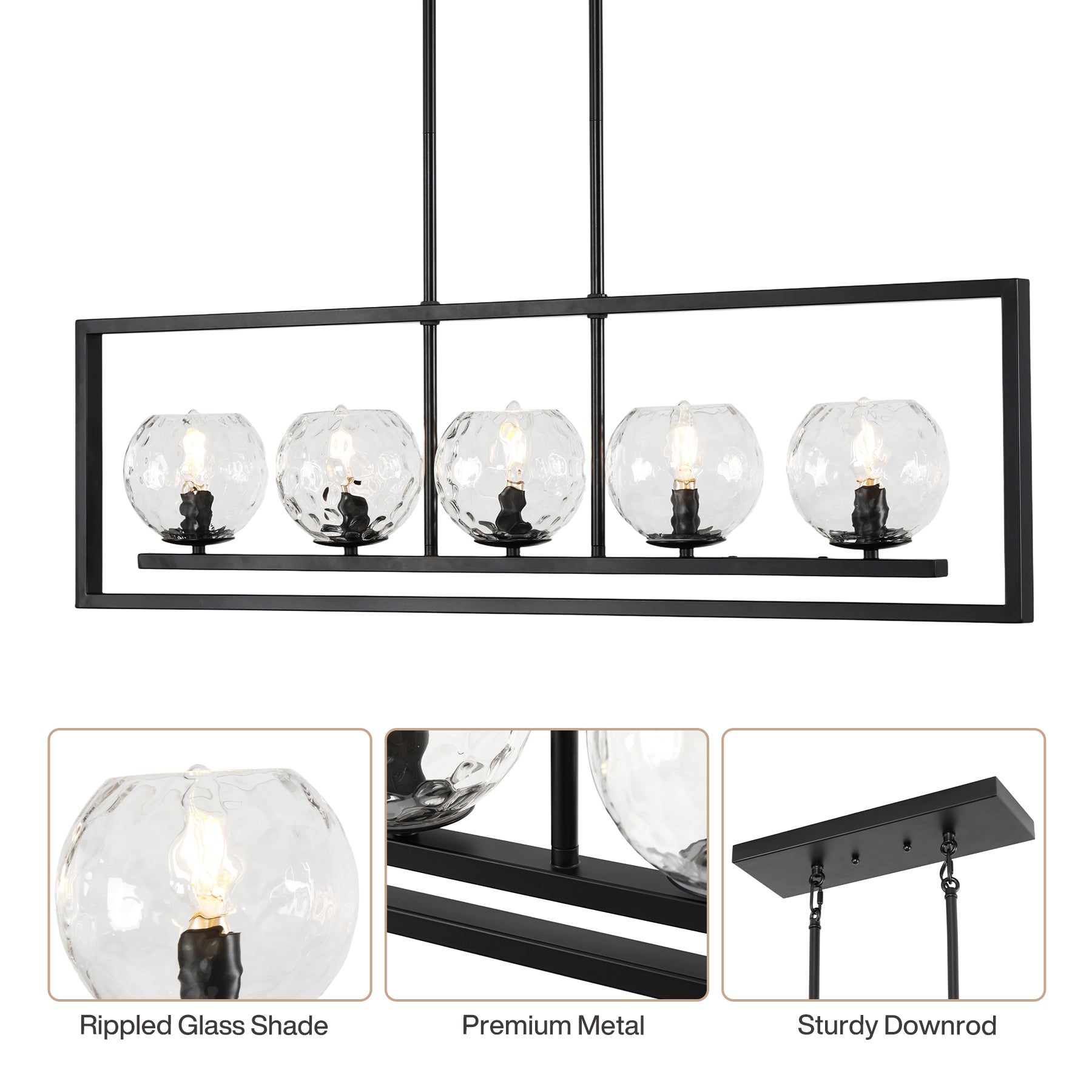 Tribesigns Moderne 5-Lichts Hanglamp, Metalen Pendellamp met Verstelbare Hoogte en E14-Fitting [Energieklasse F]