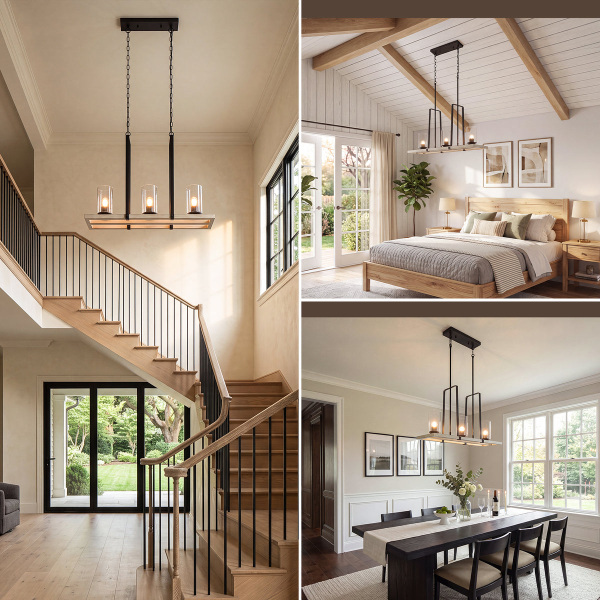 3-lichts hanglamp in industriële vintage stijl met zwarte metalen kap, plafondlamp voor woonkamer en eethoek