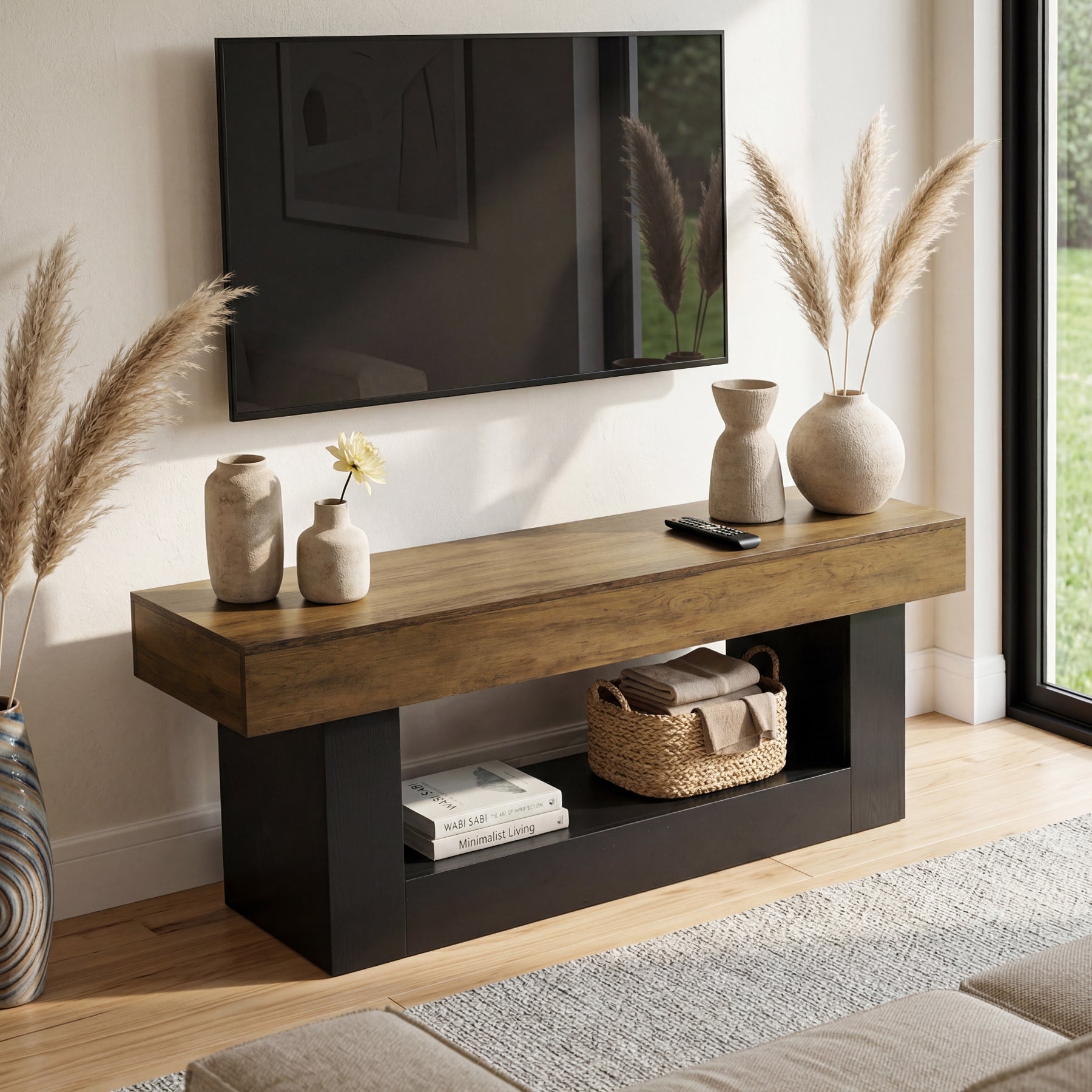160 cm TV Meubel voor TV tot 178 cm, Moderne Media Console met U-vormige Basis voor Woonkamer