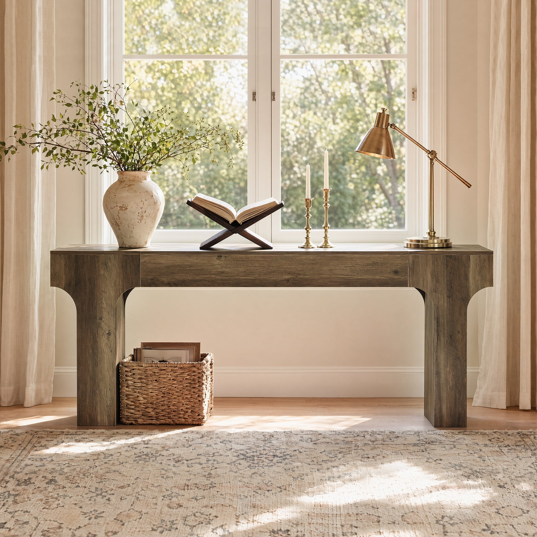 Tribesigns consoletafel van 200 cm, extra lange haltafel met gebogen poten voor de entree