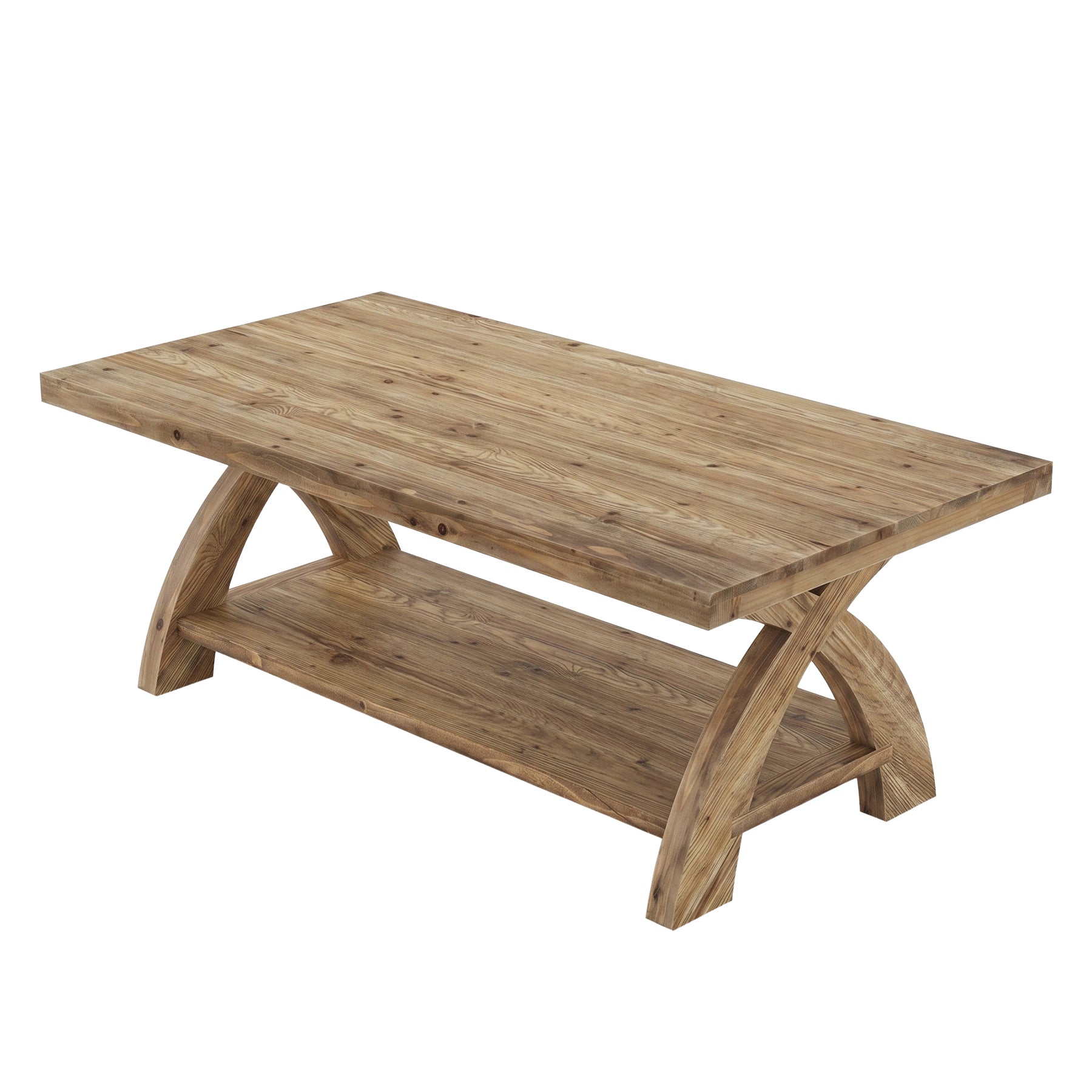 Tribesigns massief houten salontafel met opbergplank, landelijke middentafel voor woonkamer
