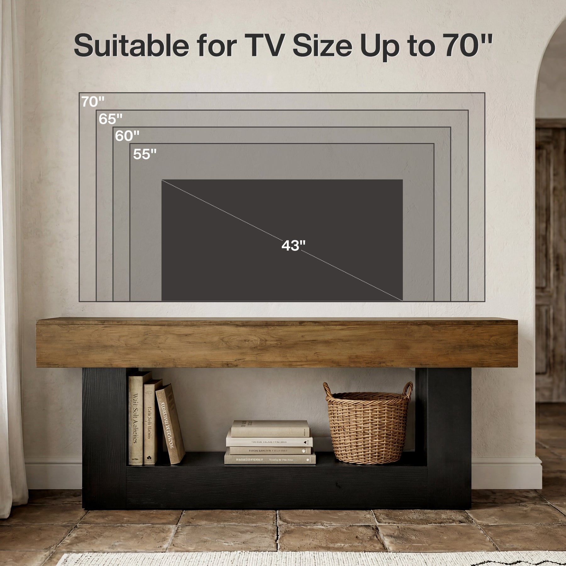 160 cm TV Meubel voor TV tot 178 cm, Moderne Media Console met U-vormige Basis voor Woonkamer