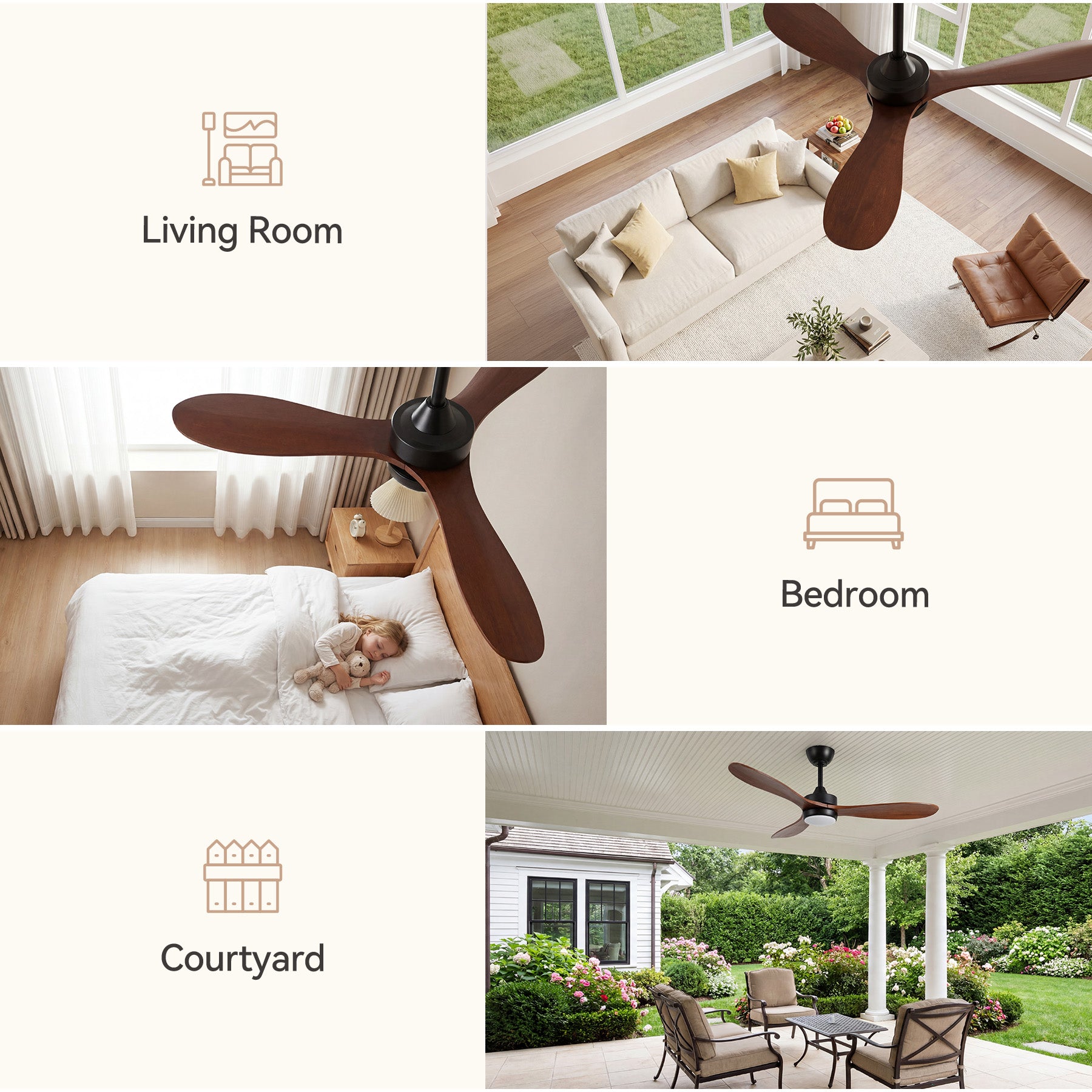 106 cm Tribesigns moderne plafondventilator met licht en afstandsbediening, 3-bladige ventilatorlamp met dimbare ledverlichting voor woonkamer terras en veranda