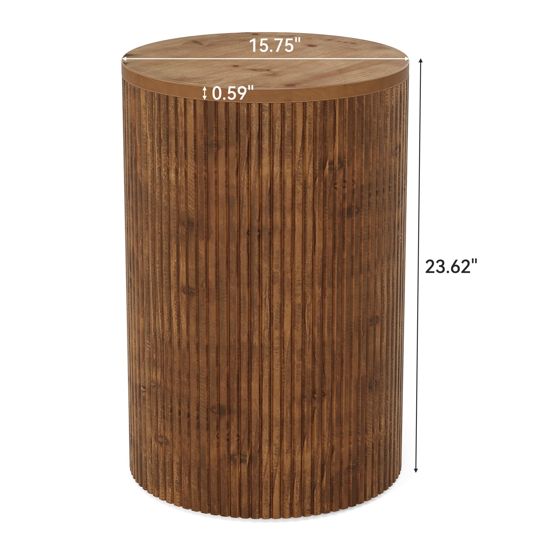 Tribesigns ronde bijzettafel van massief hout met opbergruimte en wieltjes