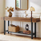 160 cm Tribesigns industriële consoletafel met 2 niveaus, smalle banktafel voor hal en achter de bank 3