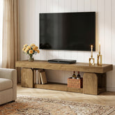 160 cm Tribesigns tv-meubel voor tv's tot 165 cm met open opbergplank, landelijk tv-dressoir in naturel houtlook voor woonkamer 3