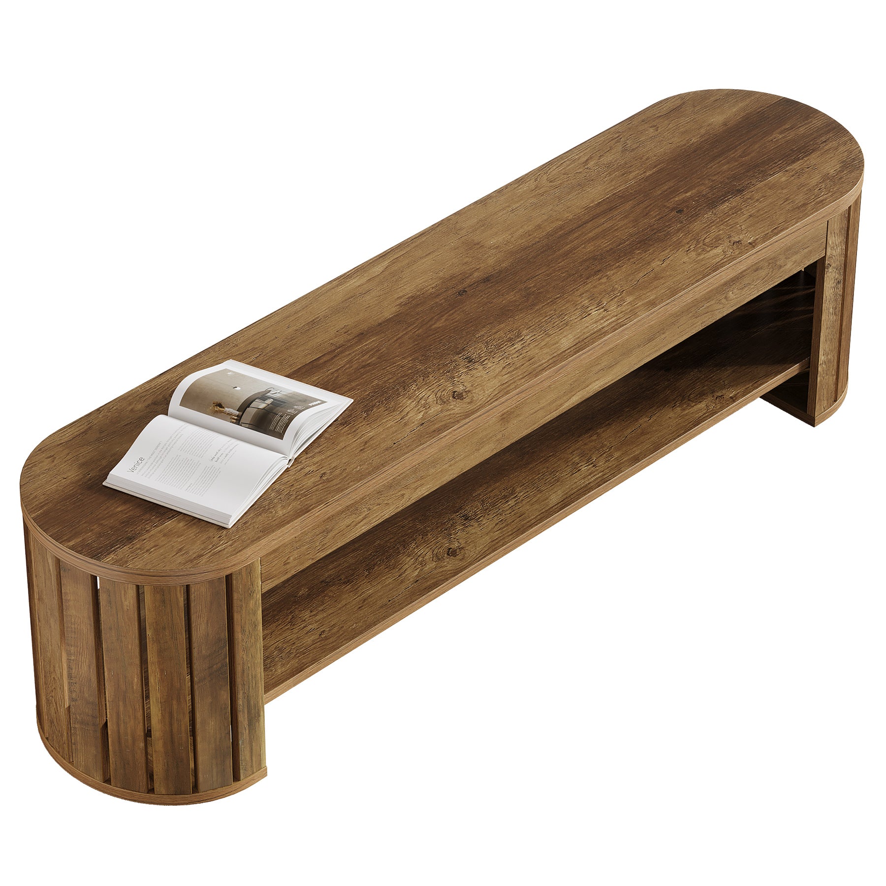 160 cm Houten Eetbank in Boerderijstijl, Landelijke Entree- en Eetkamerbank met Gebogen Lattenpoten