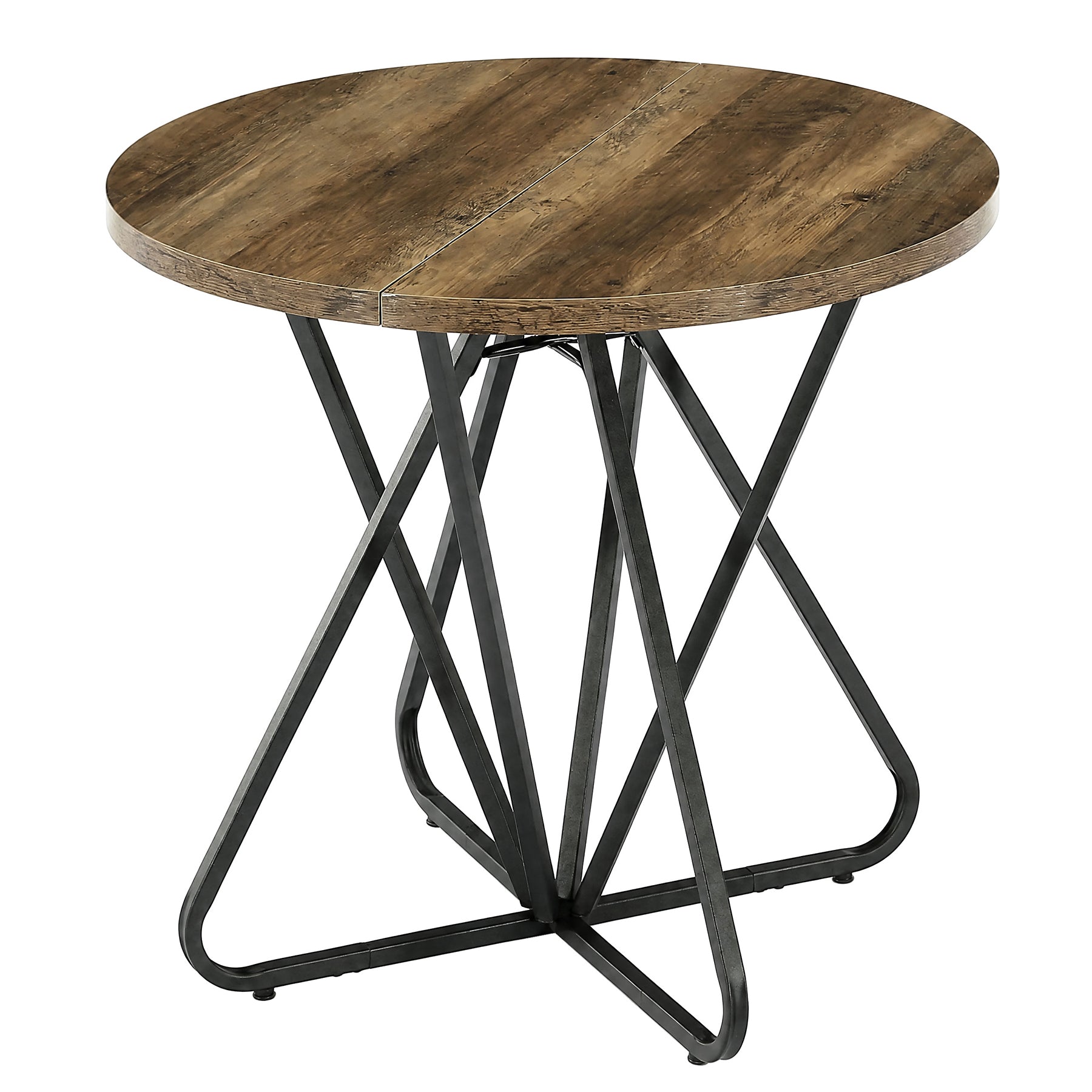 Tribesigns Ronde eettafel 80 cm voor 2–4 personen, kleine keukentafel met geometrisch metalen frame