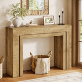 105 cm Landelijke Consoletafel met Dubbele Basis, Smalle Entreetafel voor Hal Woonkamer en Foyer 3