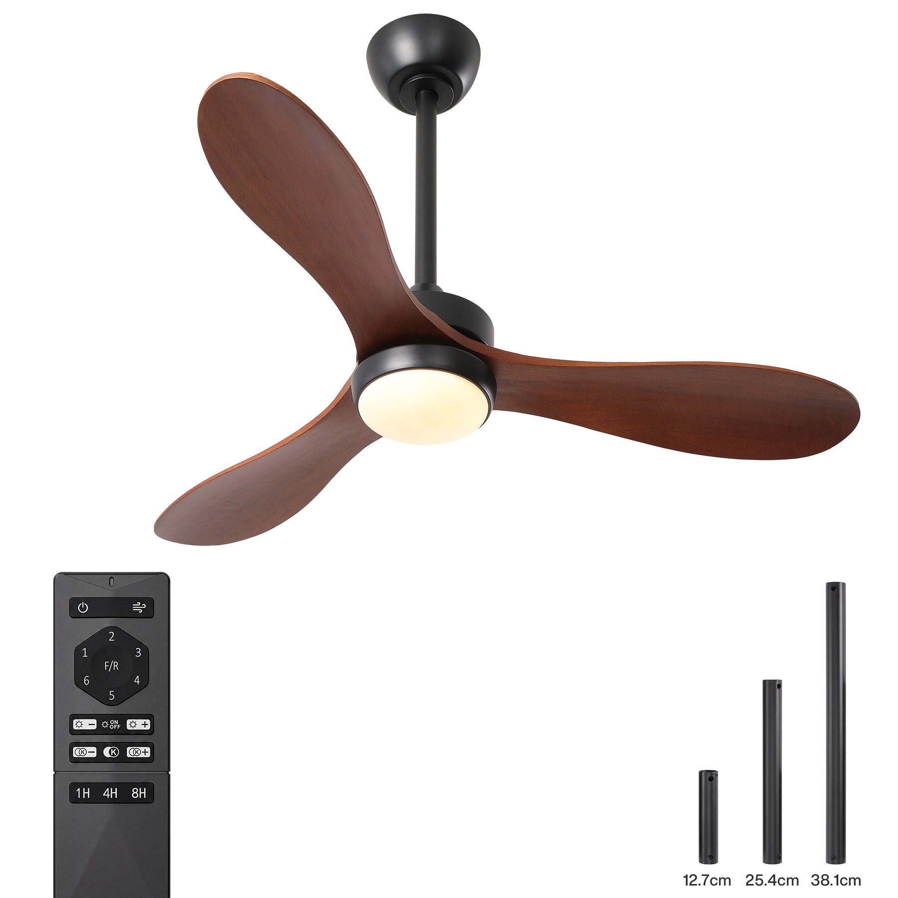 106 cm Tribesigns moderne plafondventilator met licht en afstandsbediening, 3-bladige ventilatorlamp met dimbare ledverlichting voor woonkamer terras en veranda