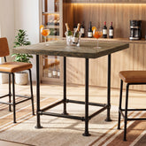 Tribesigns 90 cm hoge bartafel, industriële pubtafel met massief houten blad 3