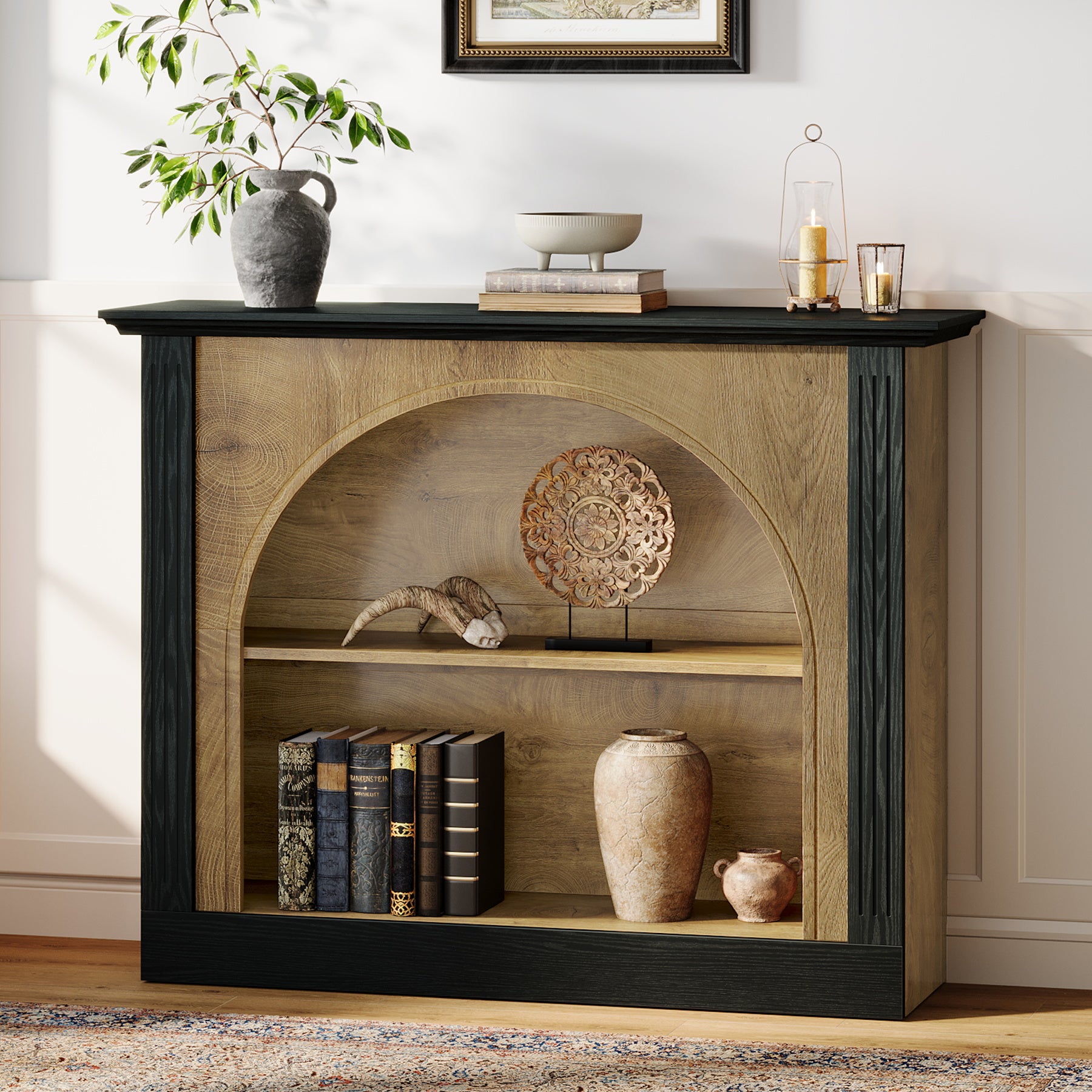 110 cm 3-Laags Consoletafel, Banktafel voor Hal met Opbergruimte