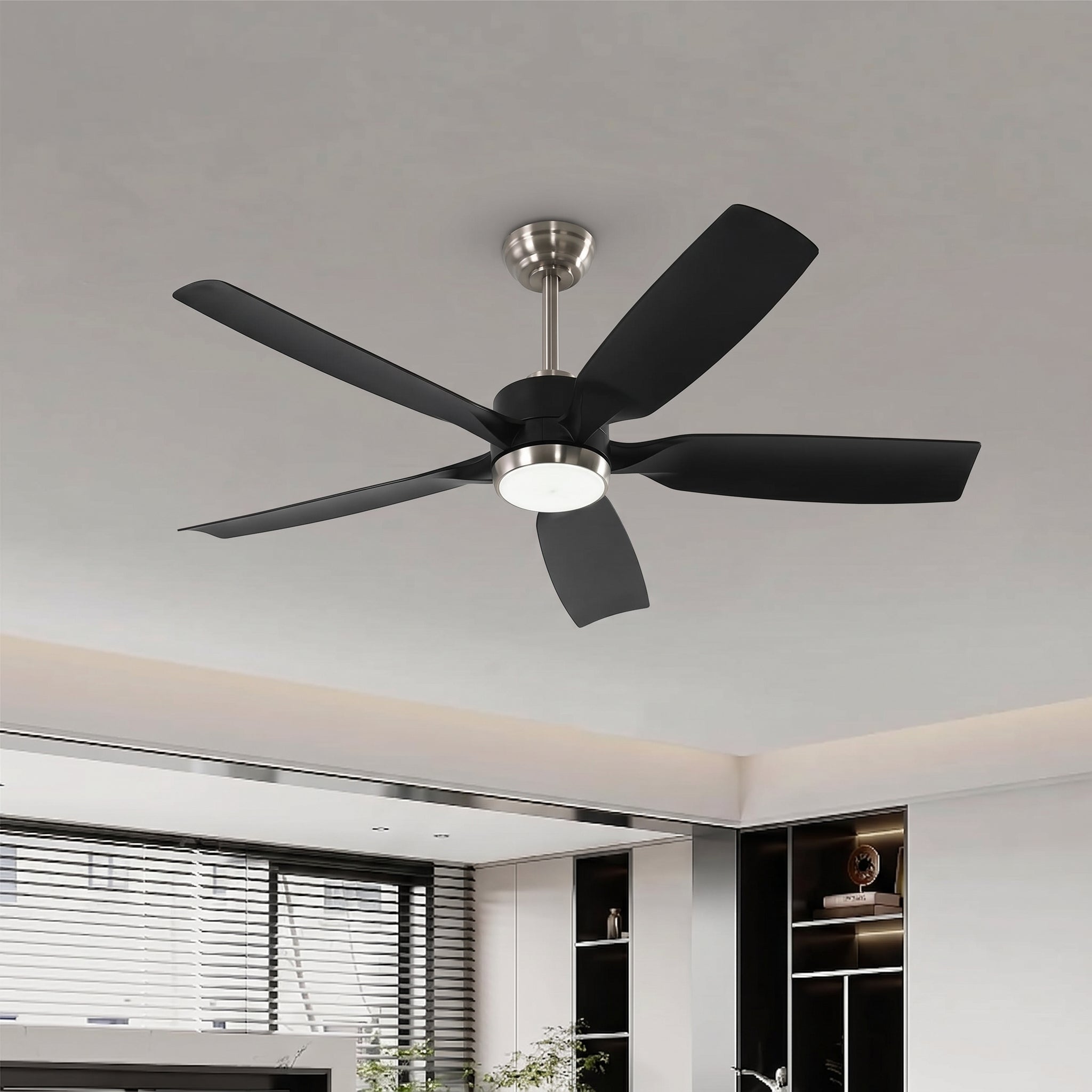 132 cm Tribesigns moderne plafondventilator met licht en afstandsbediening, 5-bladige ventilatorlamp met dimbare ledverlichting voor woonkamer terras en veranda [Energieklasse E]