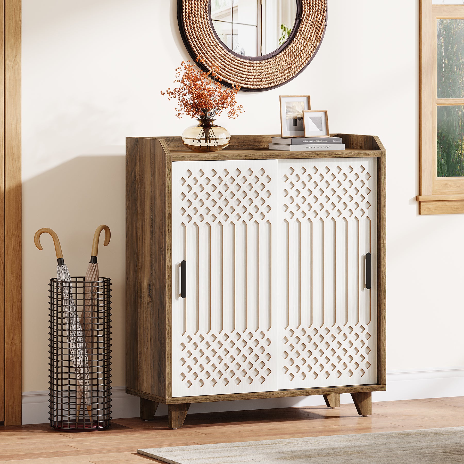 90 cm Schoenenkast, Moderne Opbergkast met Schuifdeuren voor Hal en Entree