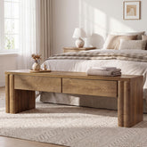 140 cm Tribesigns bedbank met 2 verborgen opberglades, moderne landelijke zitbank in warme eikenlook voor slaapkamer 3