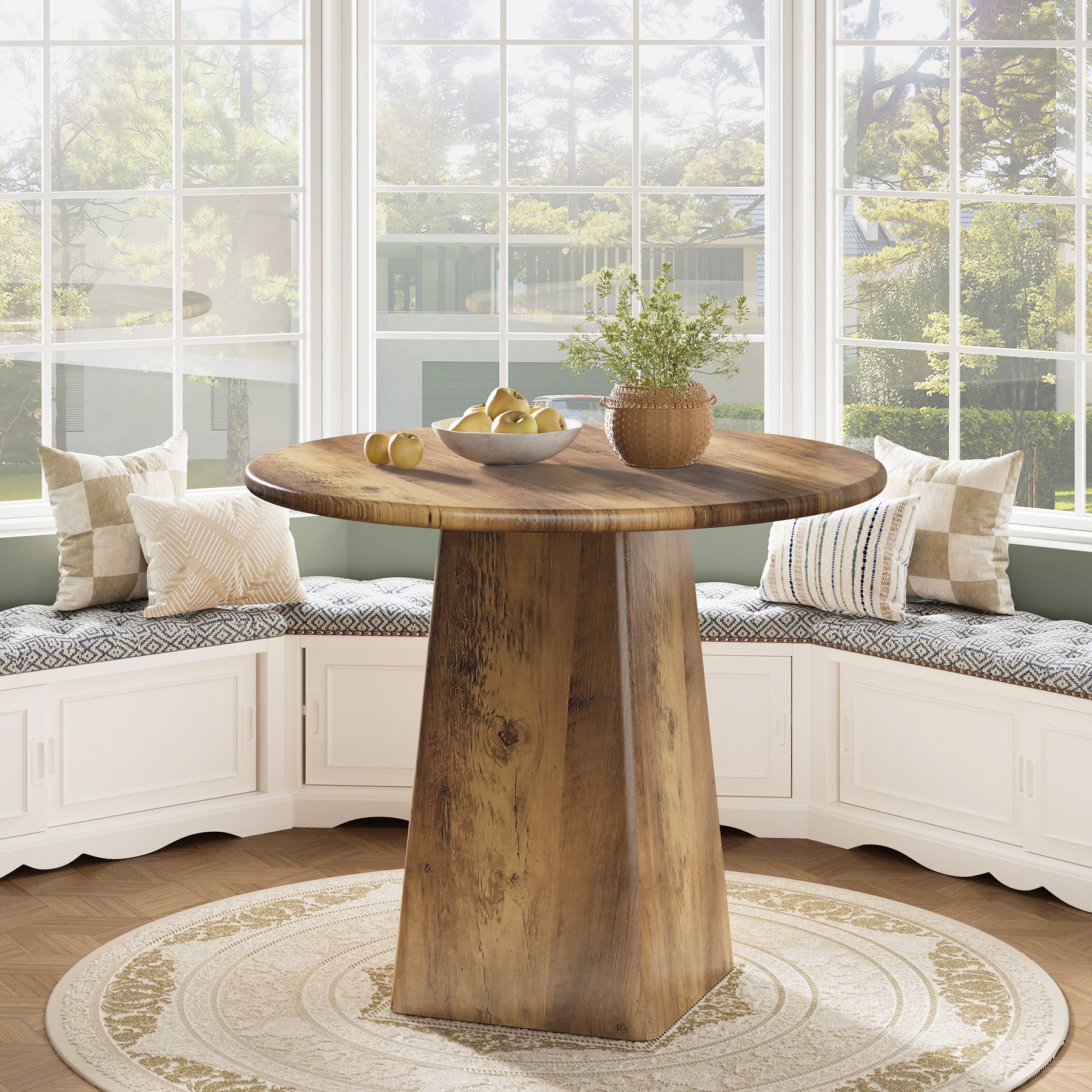 Tribesigns 80 cm Ronde Eettafel, Kleine Farmhouse Keukentafel voor 2-4 Personen