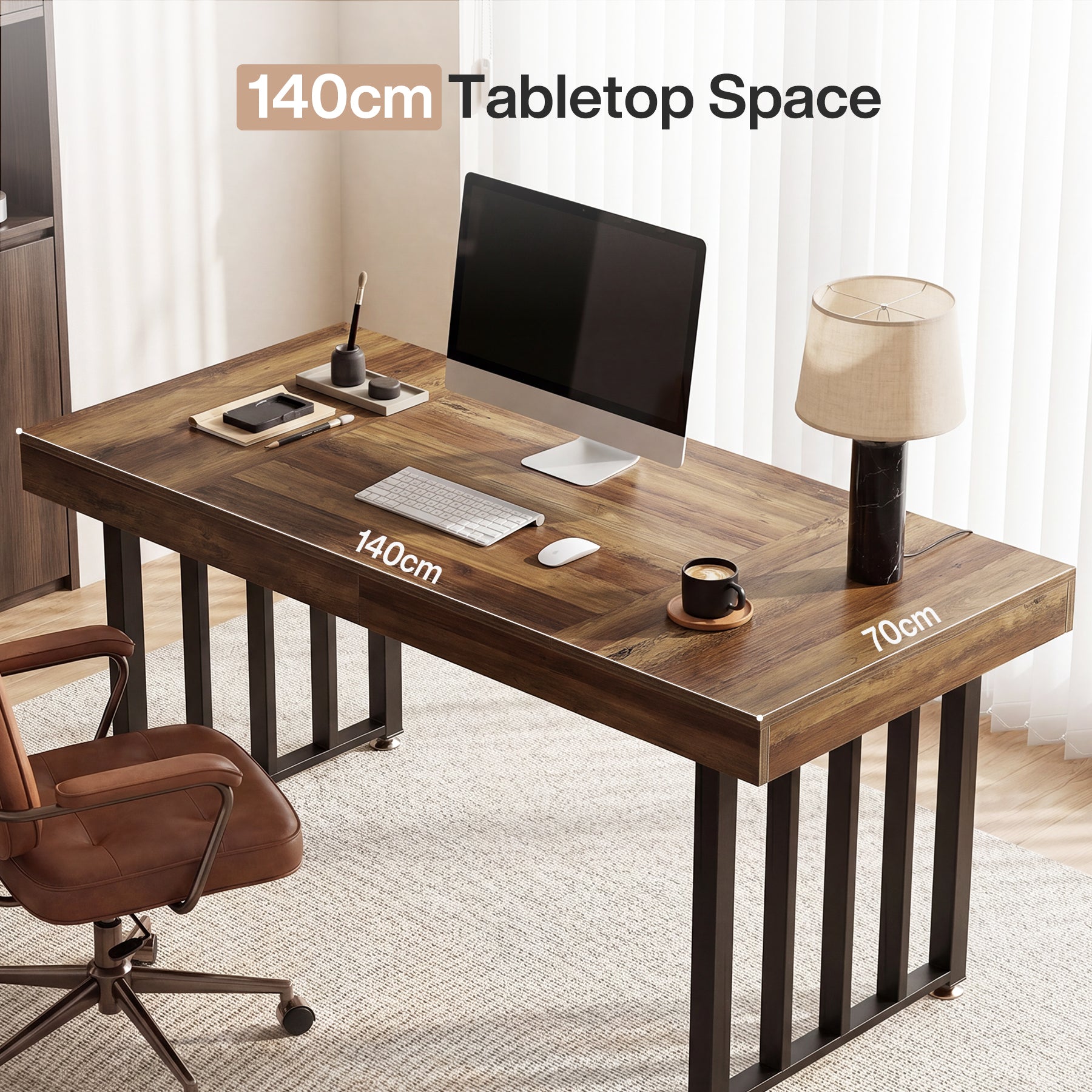 Tribesigns Bureau 140 cm, Grote Computertafel met Metalen Frame, Modern Bureaublad voor Thuiswerken