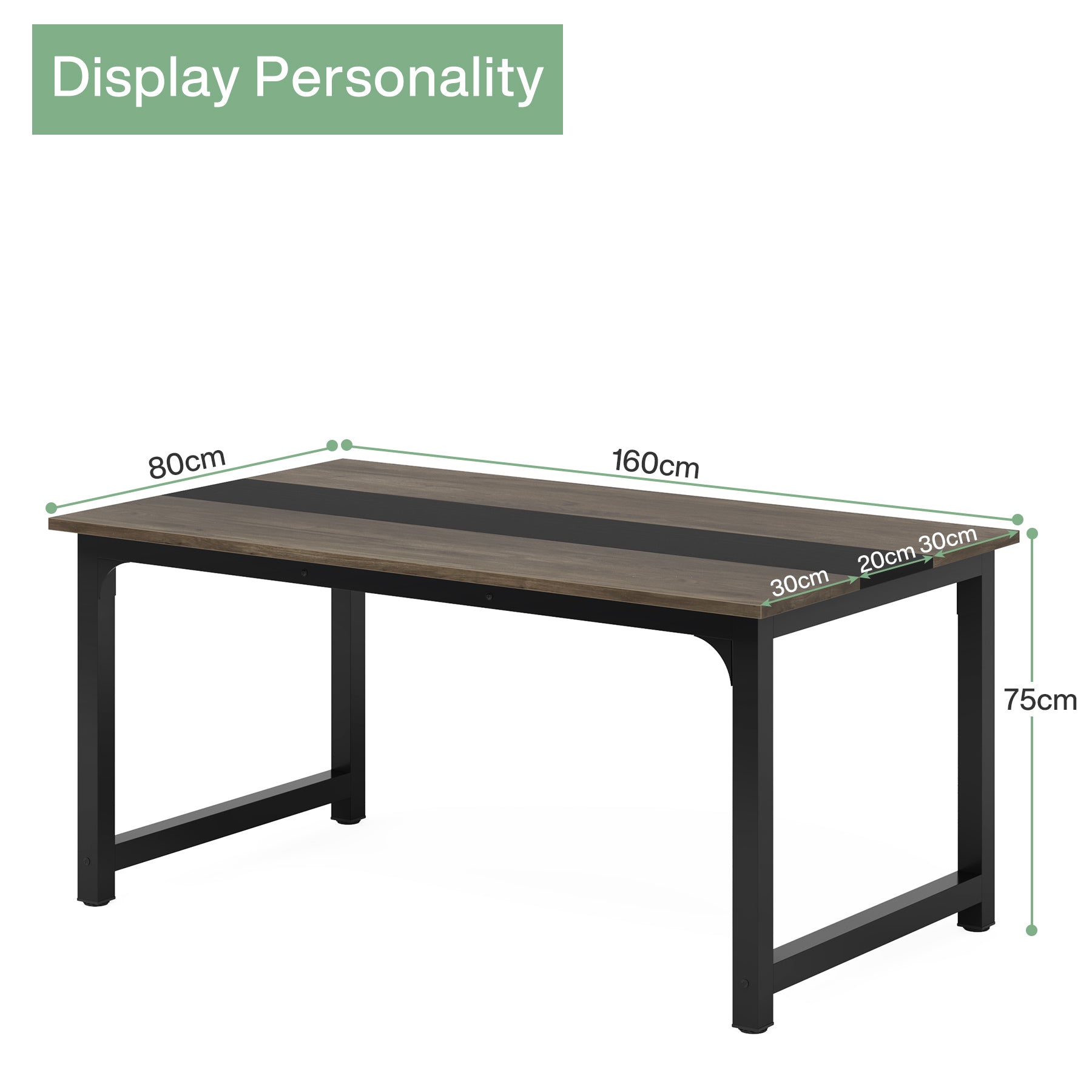 160x80 cm Industriële Eettafel, Landelijke Bruine Tafel voor 4-6 Personen met Metaal Frame