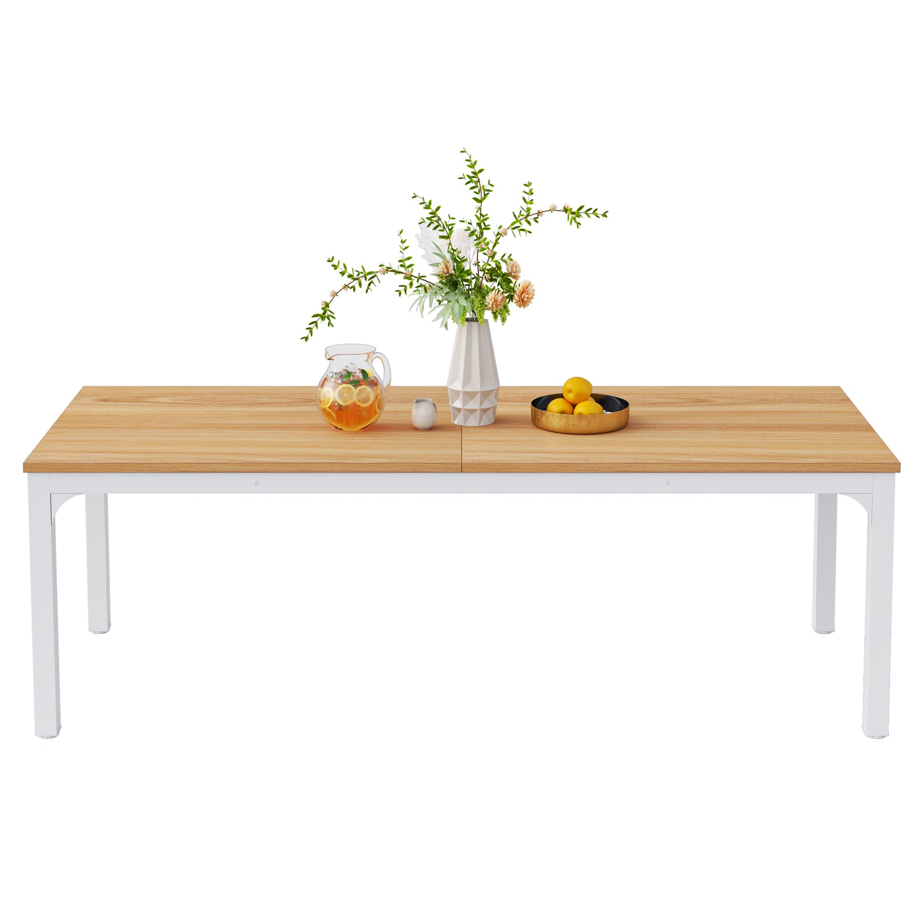 200x70 cm Tribesigns Eettafel, Industrieel Keukenblad met Metalen Poten voor 6-8 Personen