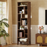 180 cm Hoge Hoekplank, 8-Niveau Houten Boekenkast en Plantenstandaard voor Woonkamer 3