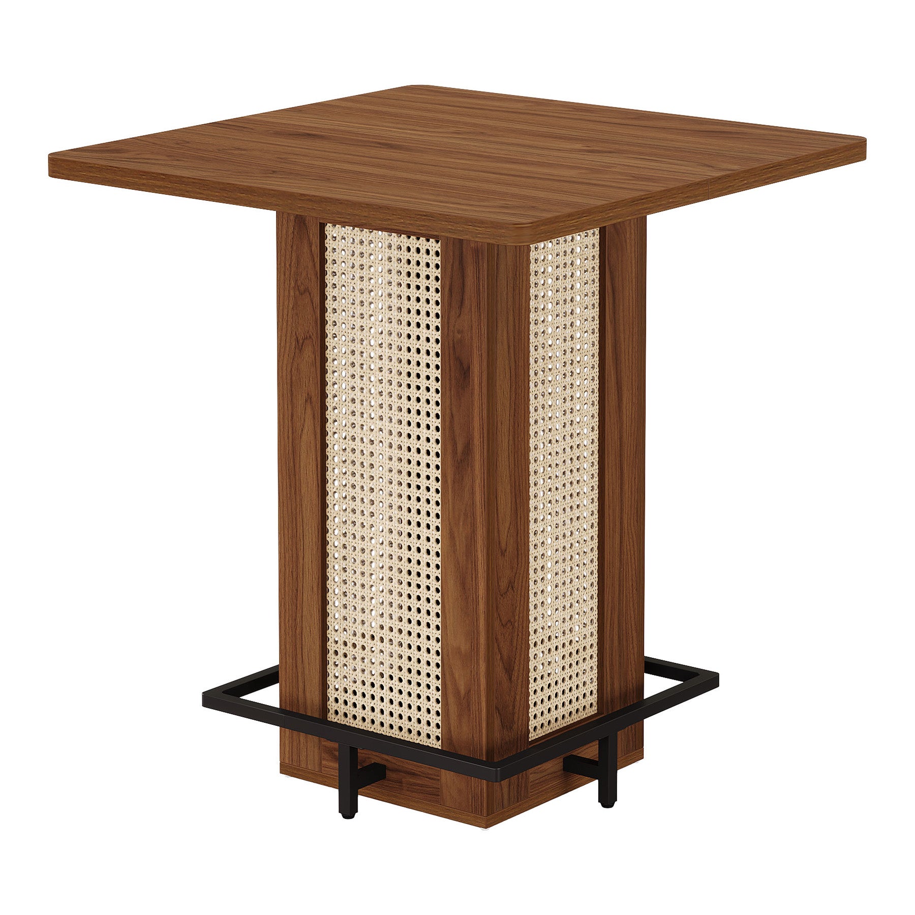 Tribesigns 80 cm vierkante bartafel, compacte pubtafel met metalen voetensteun voor keuken