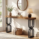 150 cm Massief Houten Consoletafel, U-vormige Metalen Poten voor Hal 3