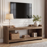 160 cm tv-meubel met 2-laags opbergrek voor 70 inch tv, open tv-kast met kabelbeheer voor woonkamer 3