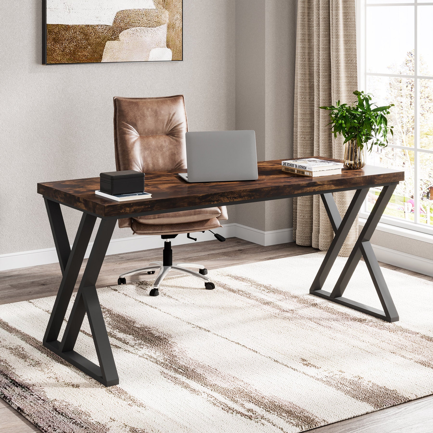 Tribesigns 140 cm Bureau, Z-Vorm Computertafel voor Kantoor en Studie