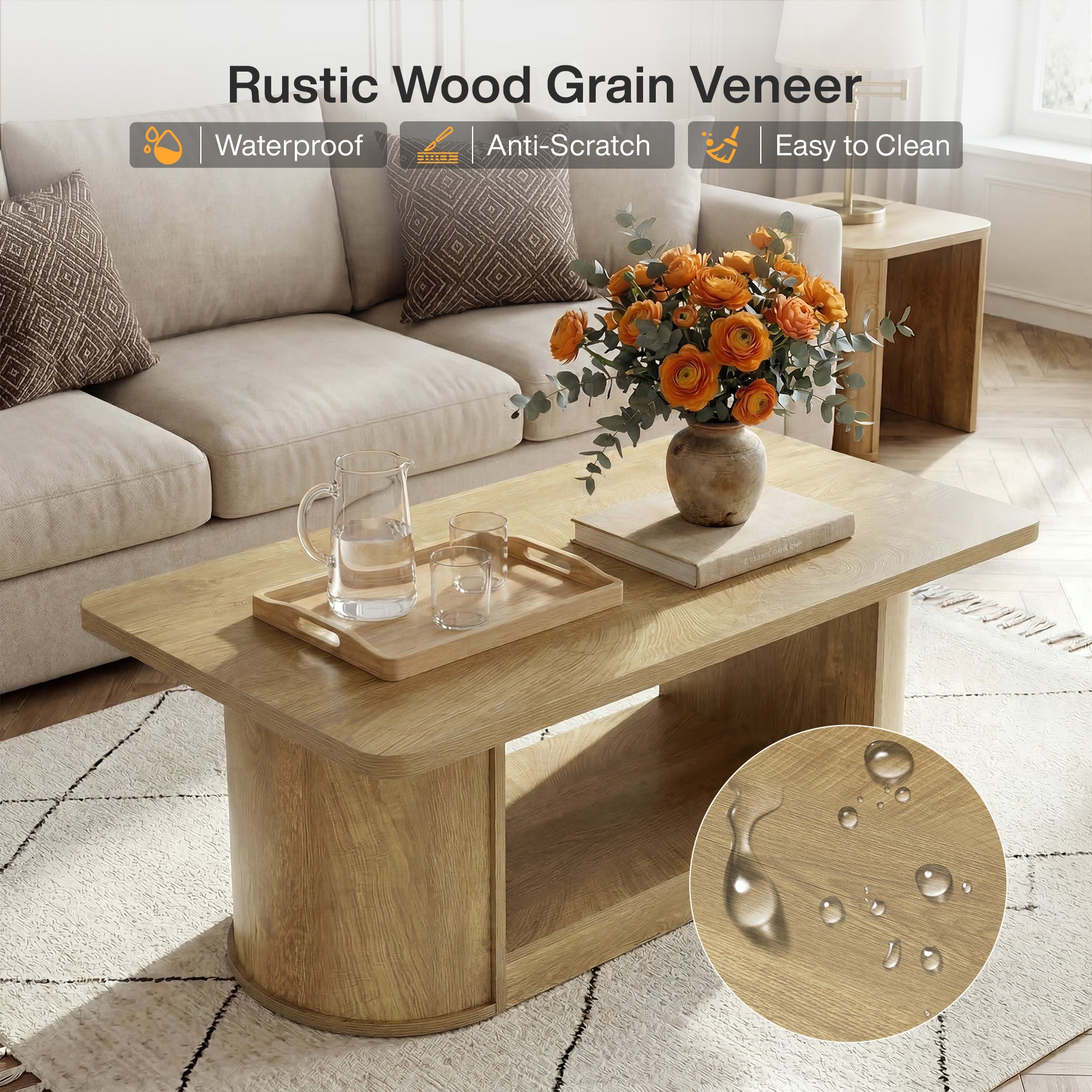 120 cm Salontafel, Moderne Tafel met 2 Niveaus en Opbergruimte voor Woonkamer Slaapkamer