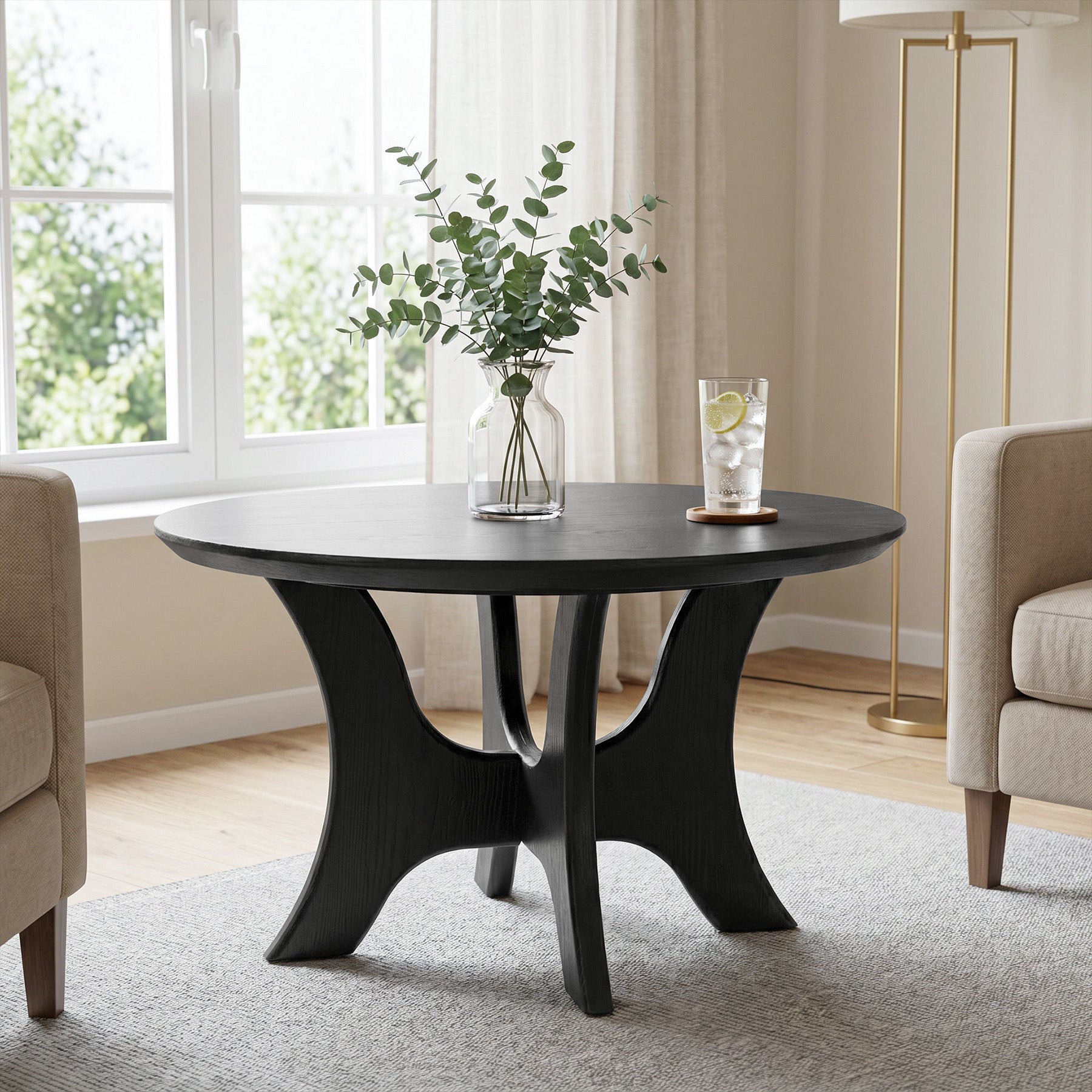 Tribesigns ronde salontafel 79 cm, moderne woonkamertafel met stabiel kruisonderstel