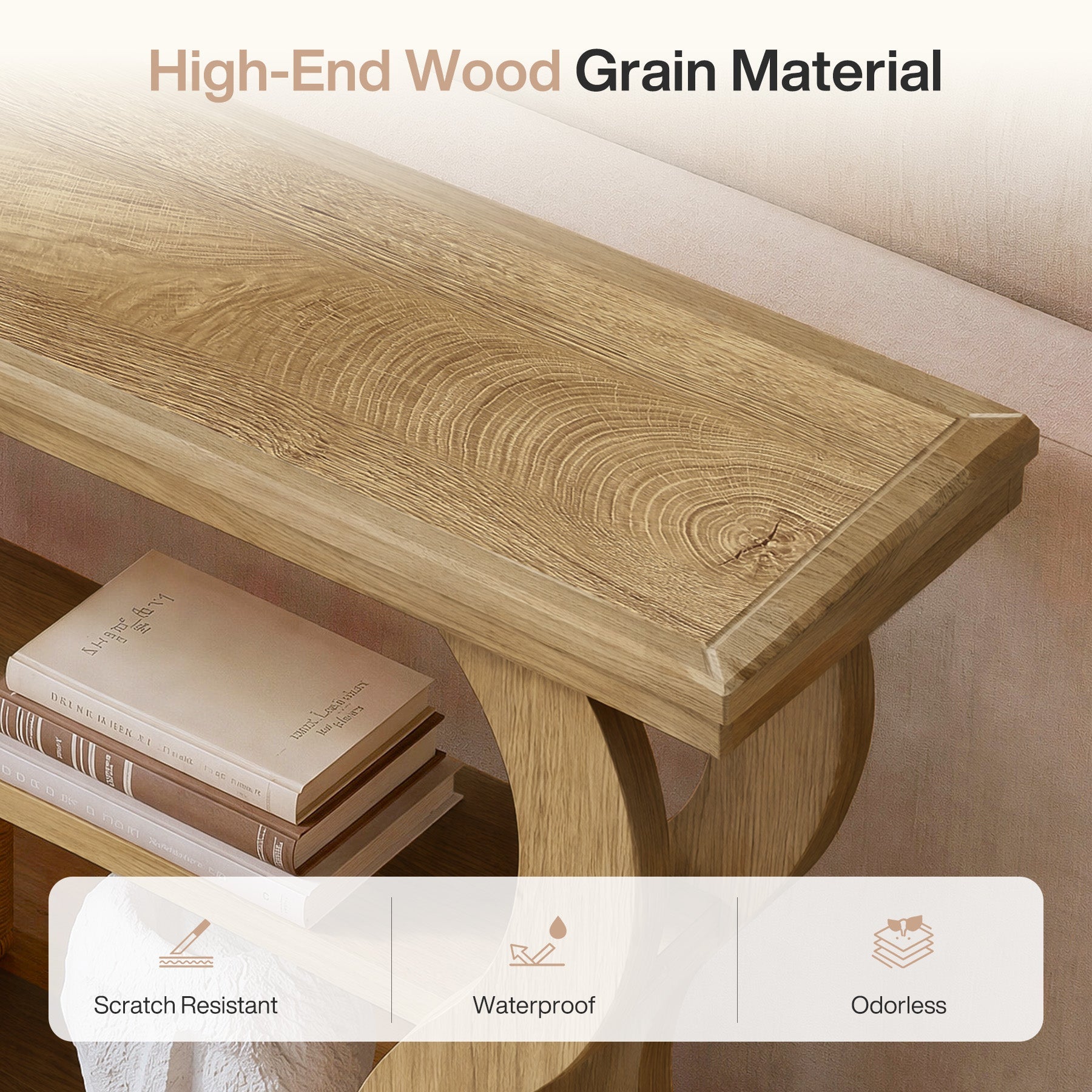 Tribesigns consolentafel 140 cm met 3 planken, smalle gangtafel met golfvormig design