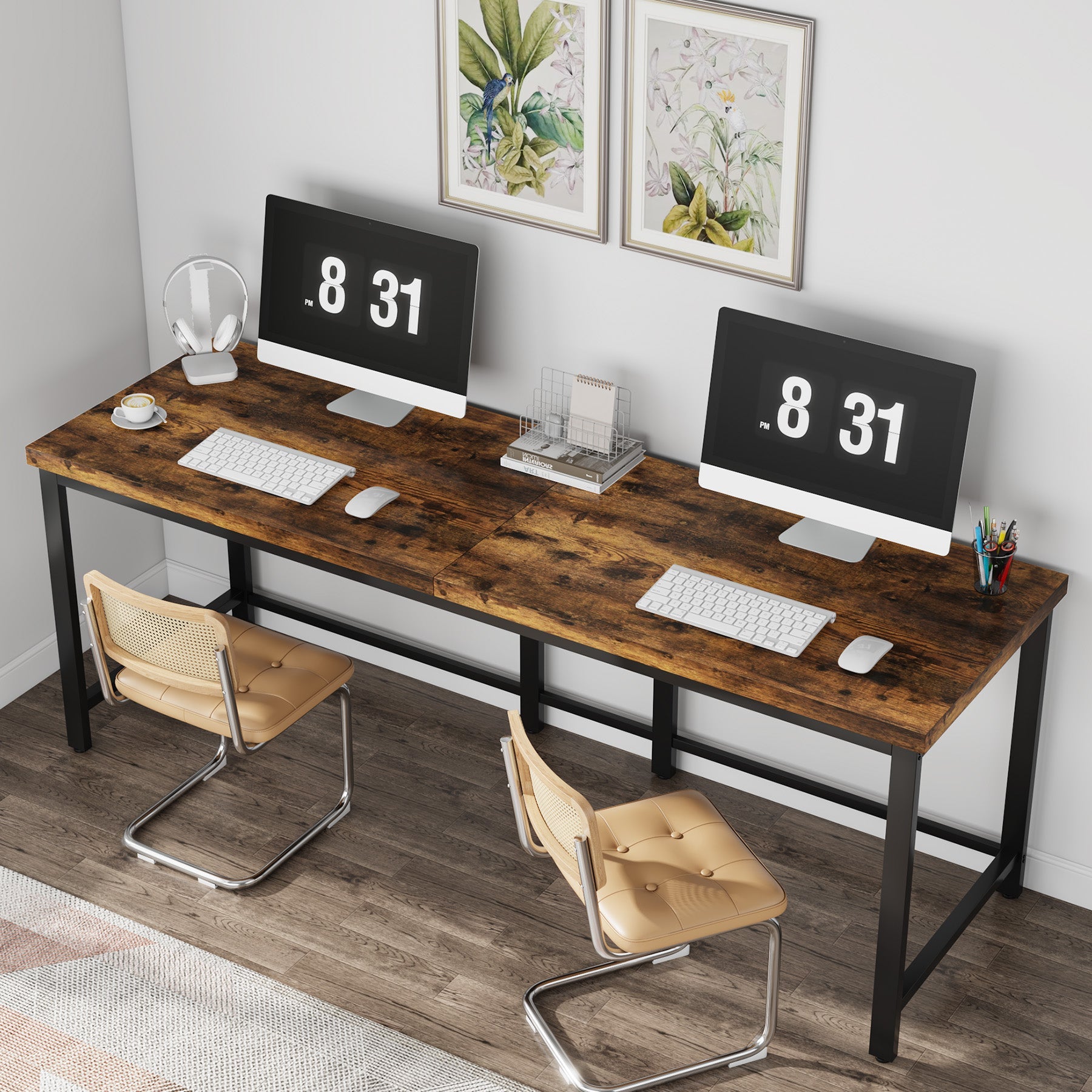 200 cm Tribesigns Computerbureau, Extra Lang Tweepersoons Computerkantoren voor Thuiskantoor