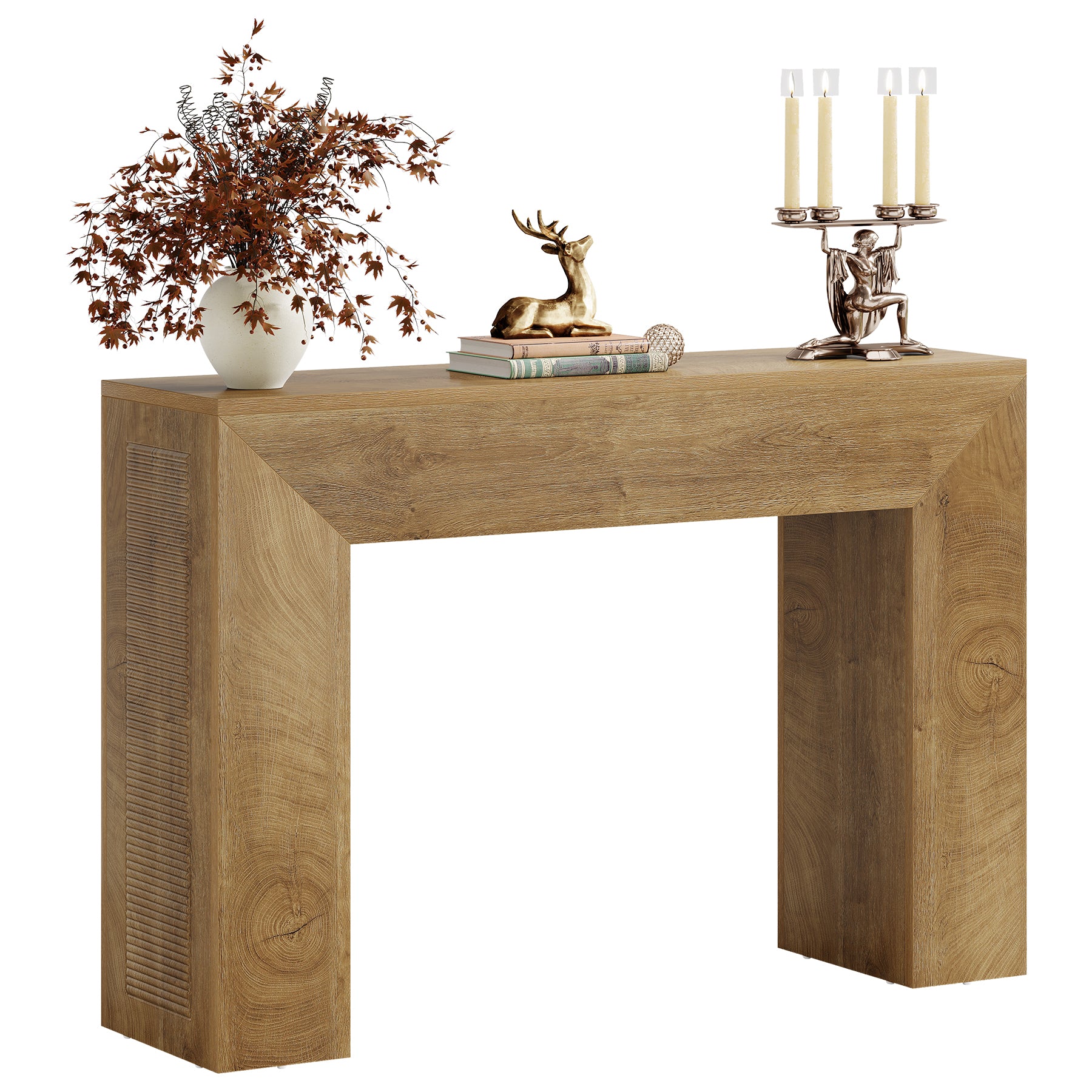 110 cm Console Tafel voor Hal, Kleine Farmhouse Sofa Tafel met Geprofileerd Ontwerp